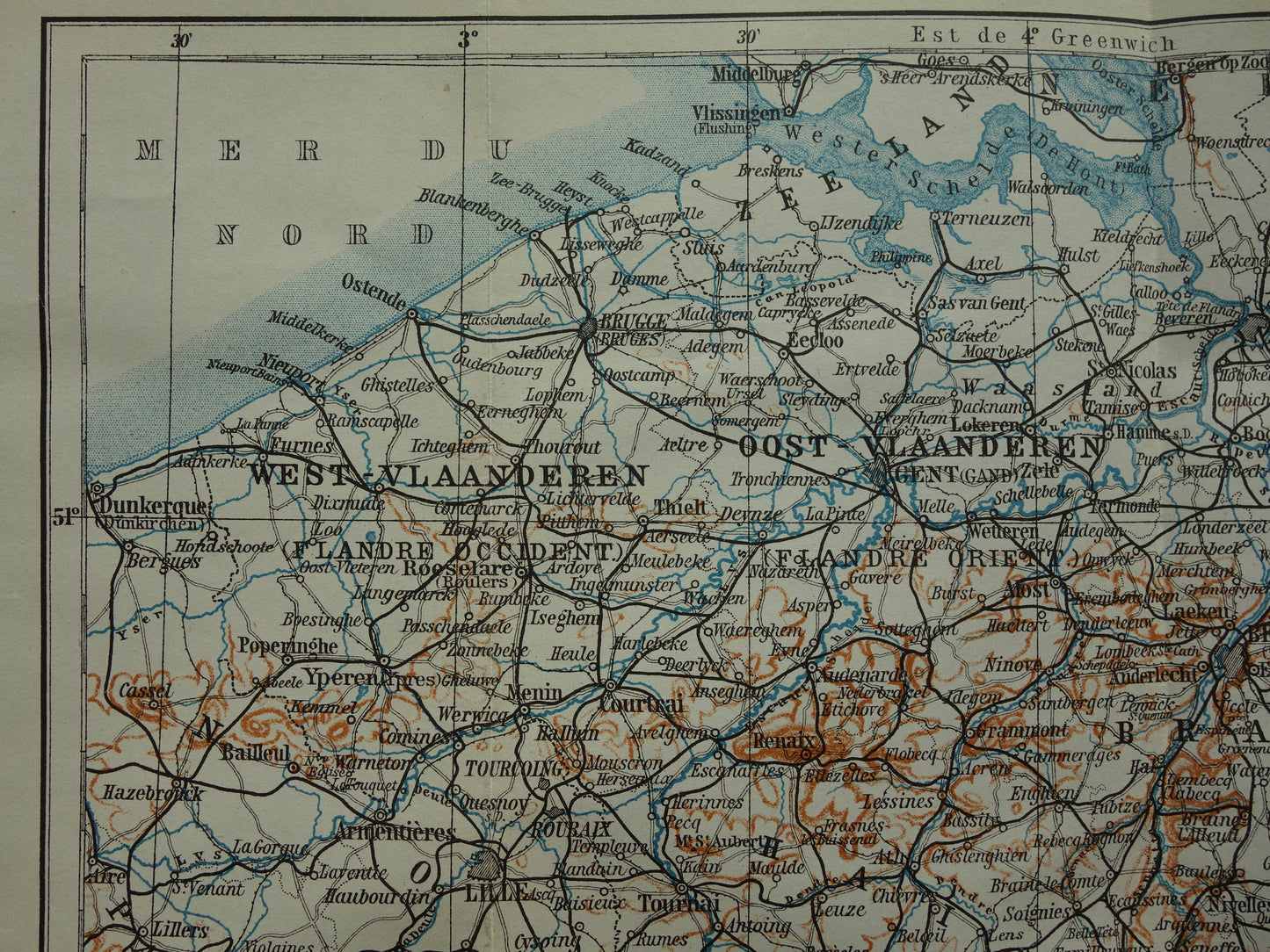 BELGIUM historical map of Belgium from 1904 small original old antique map of Belgium vintage