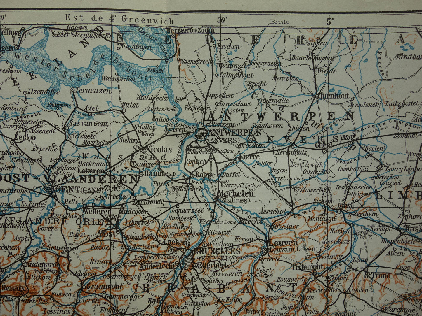 BELGIUM historical map of Belgium from 1904 small original old antique map of Belgium vintage