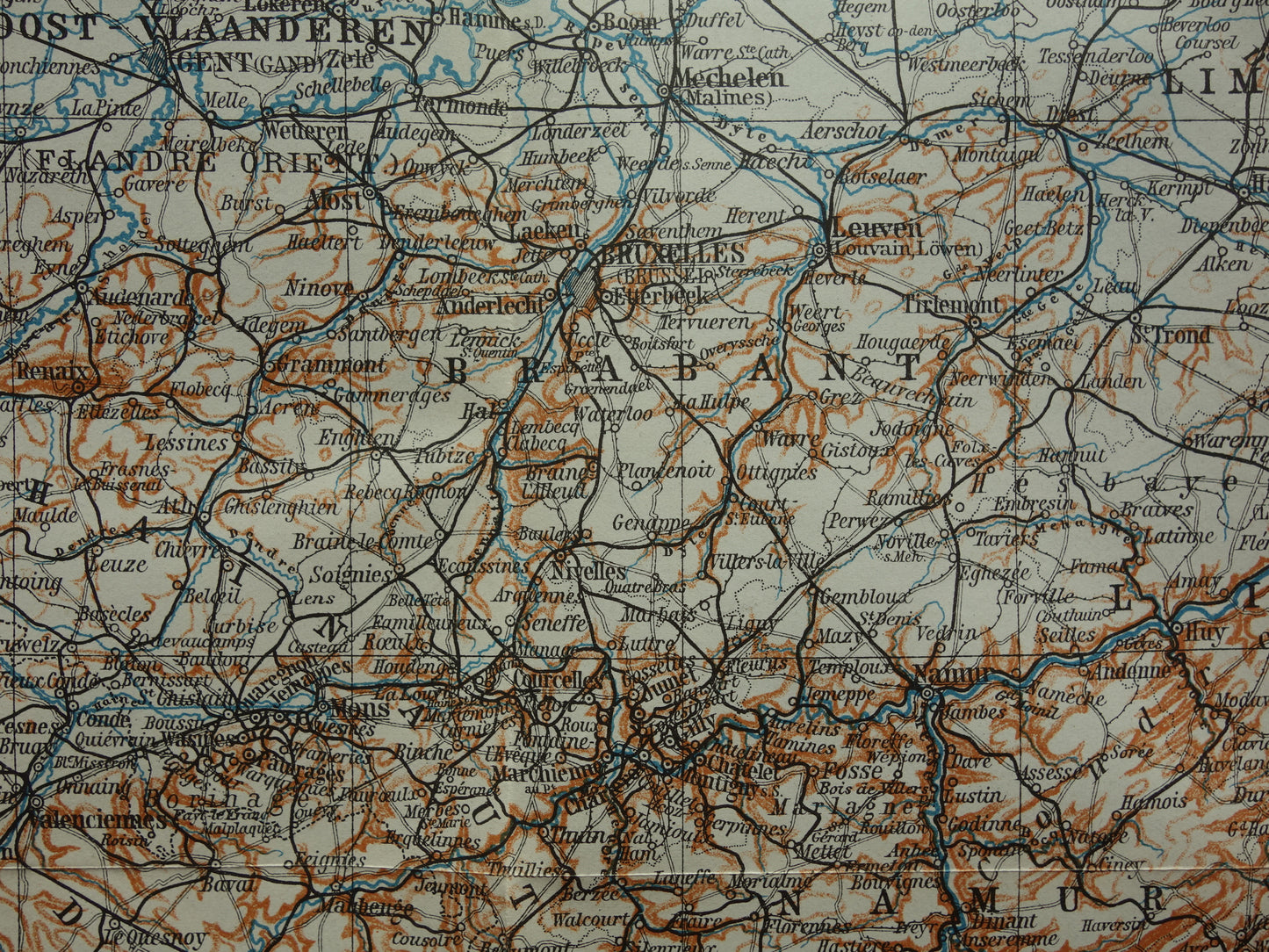 BELGIUM historical map of Belgium from 1904 small original old antique map of Belgium vintage