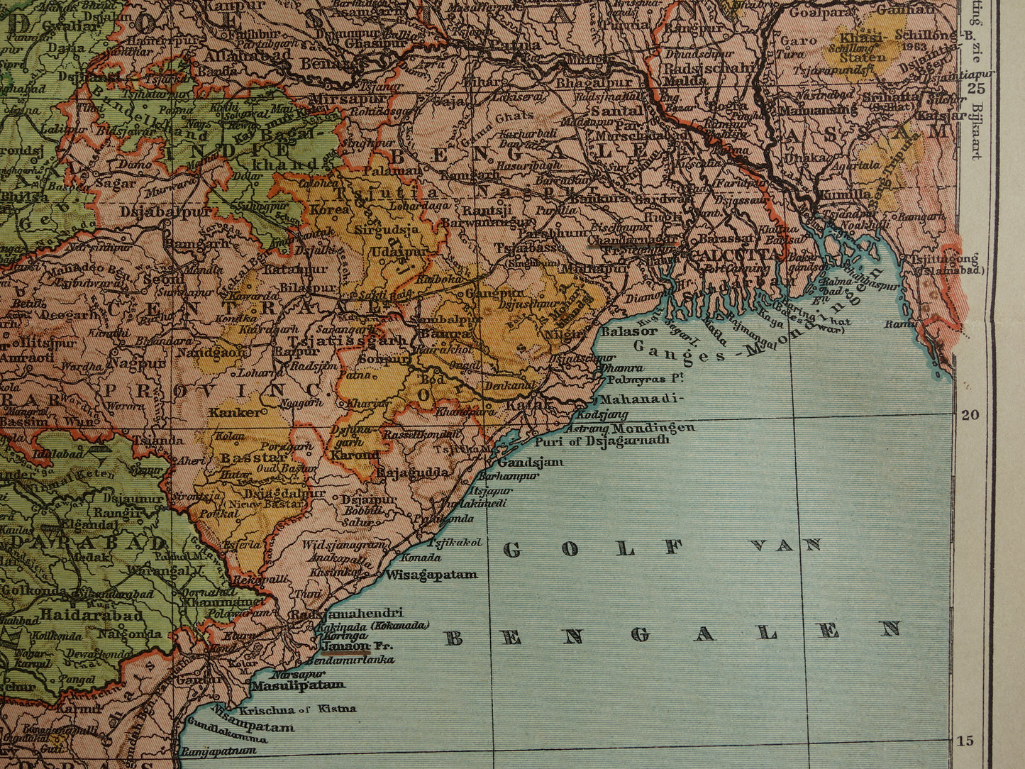 Alte Karte von Indien aus dem Jahr 1910, originale historische Karte von Indien, Madras, Bombay, Mumbai
