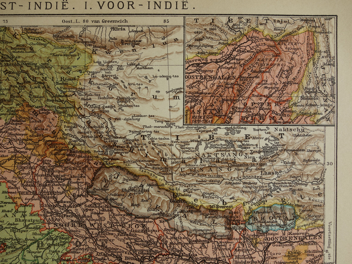 Alte Karte von Indien aus dem Jahr 1910, originale historische Karte von Indien, Madras, Bombay, Mumbai