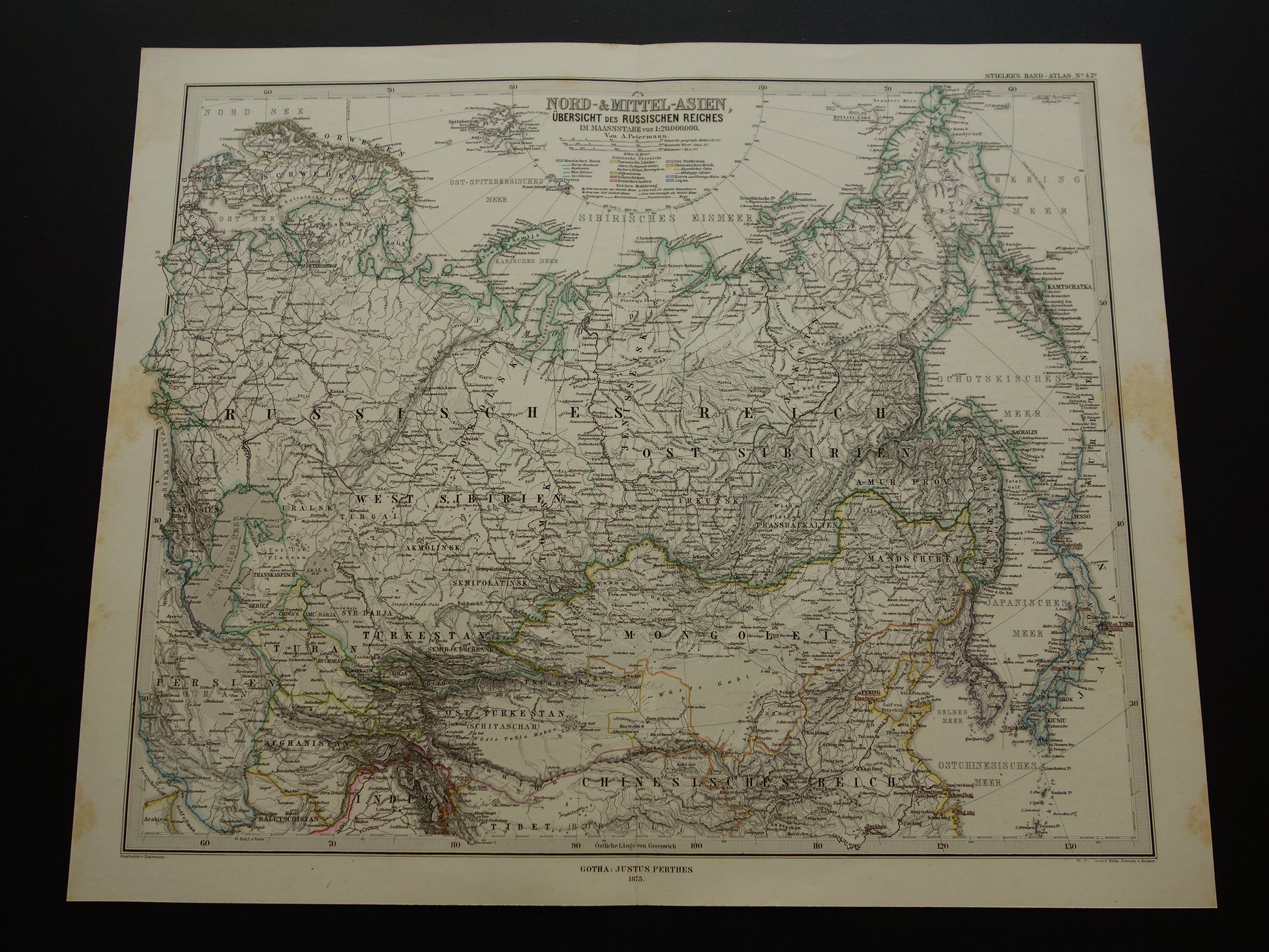 Rusland in 1875 historische landkaart te koop