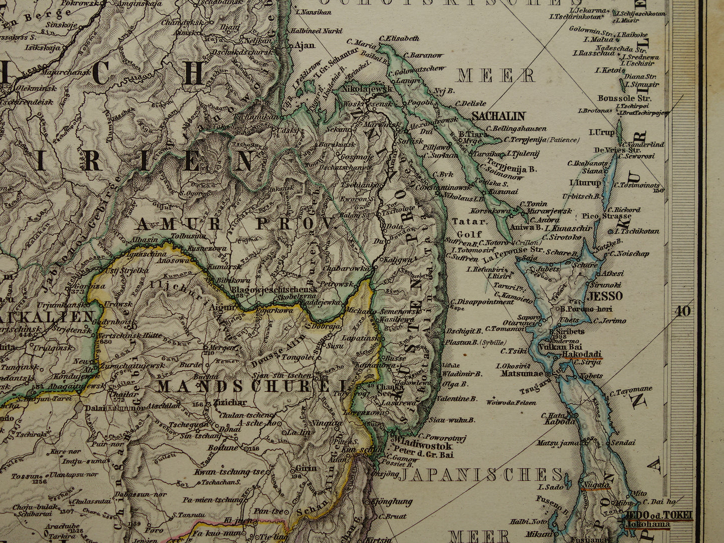 RUSSIA old map of Russian Empire Detailed antique map European and Asian Russia with date - vintage poster Siberia 1875