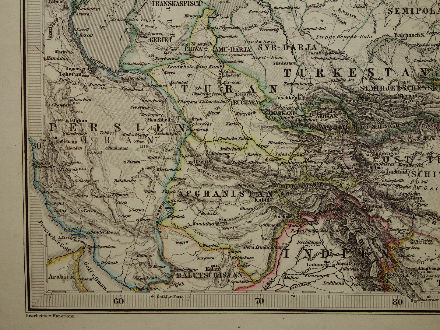 RUSSIA old map of Russian Empire Detailed antique map European and Asian Russia with date - vintage poster Siberia 1875