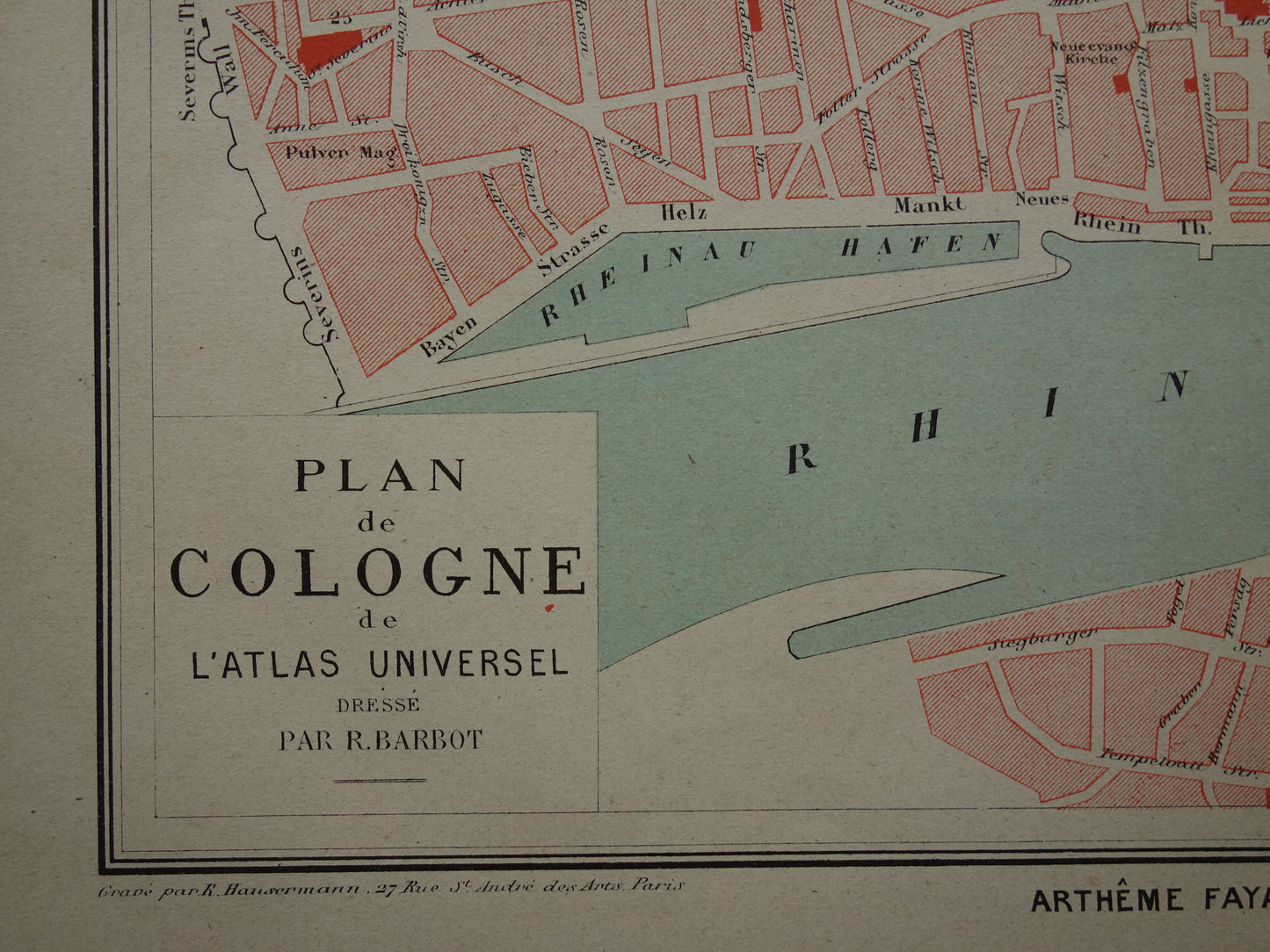 historische plattegrond kaart van Keulen Duitsland in het jaar 1879