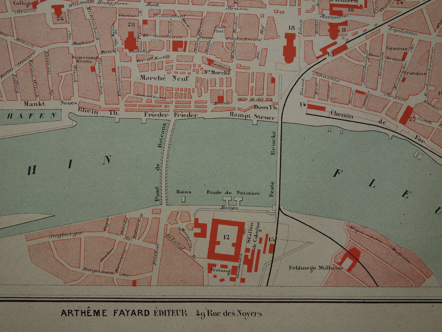 COLOGNE old map of Cologne Germany from 1879 original antique map