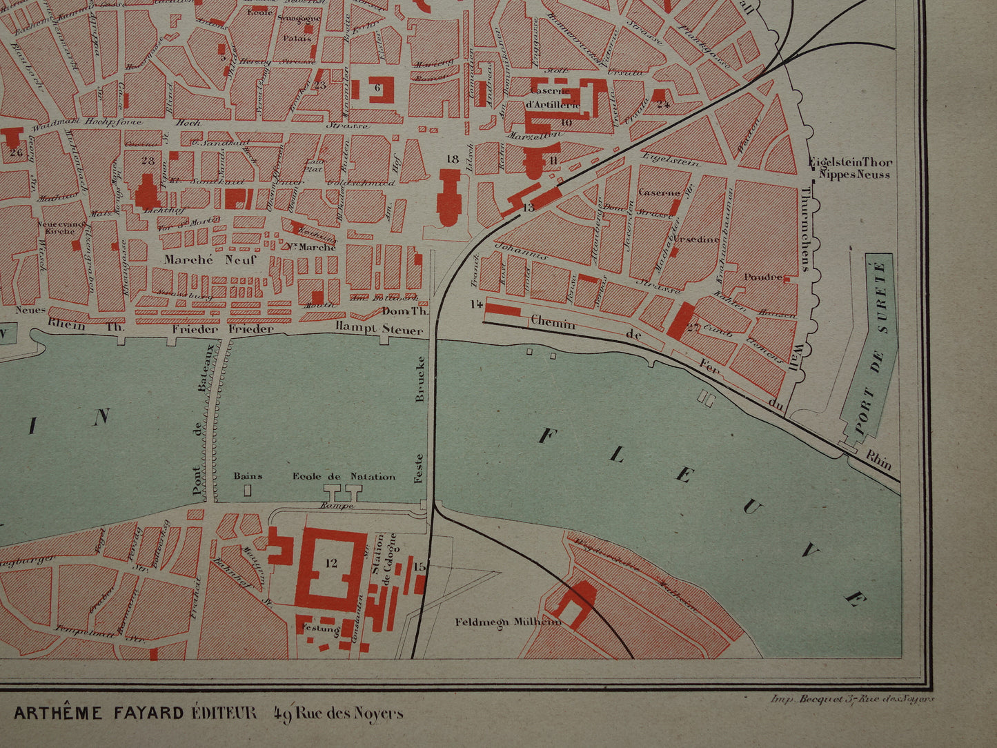 COLOGNE old map of Cologne Germany from 1879 original antique map
