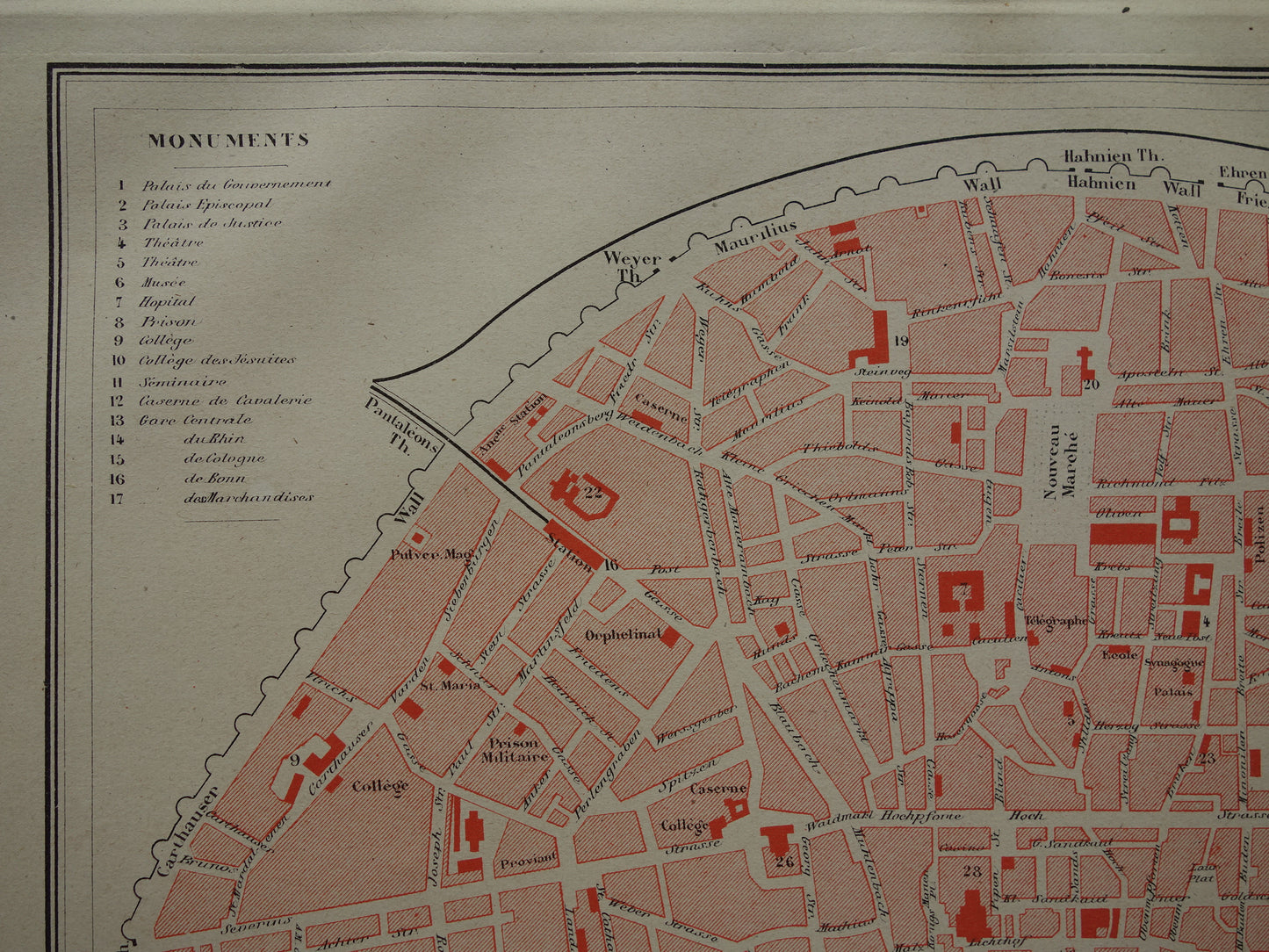 COLOGNE old map of Cologne Germany from 1879 original antique map