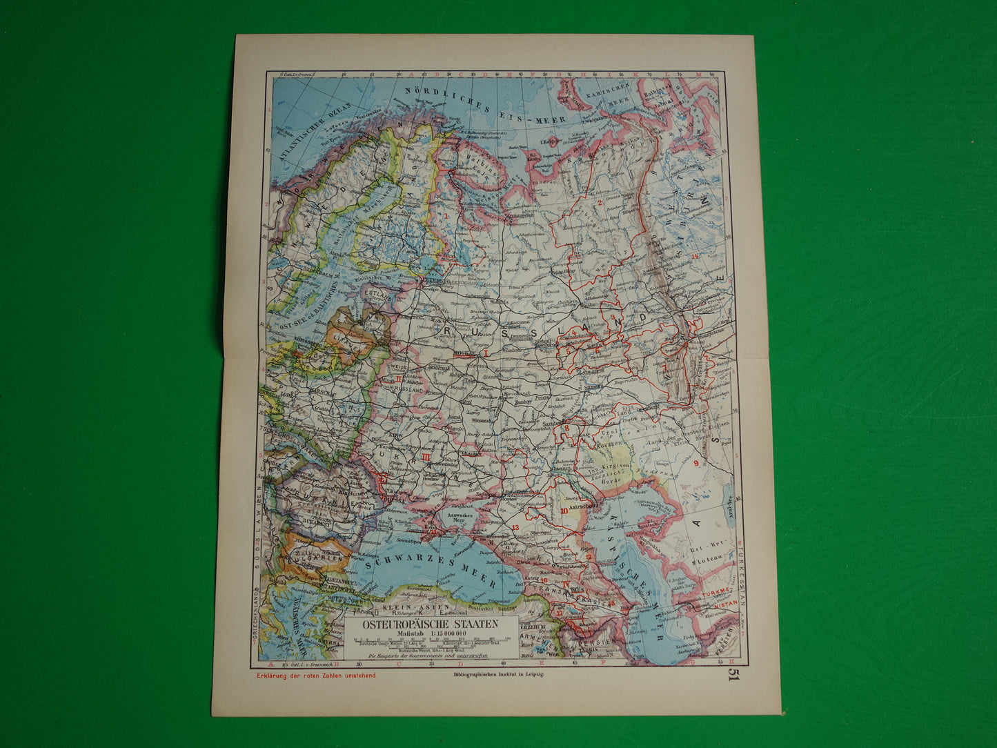 Old map of European Russia from 1928 Vintage map of Eastern Europe