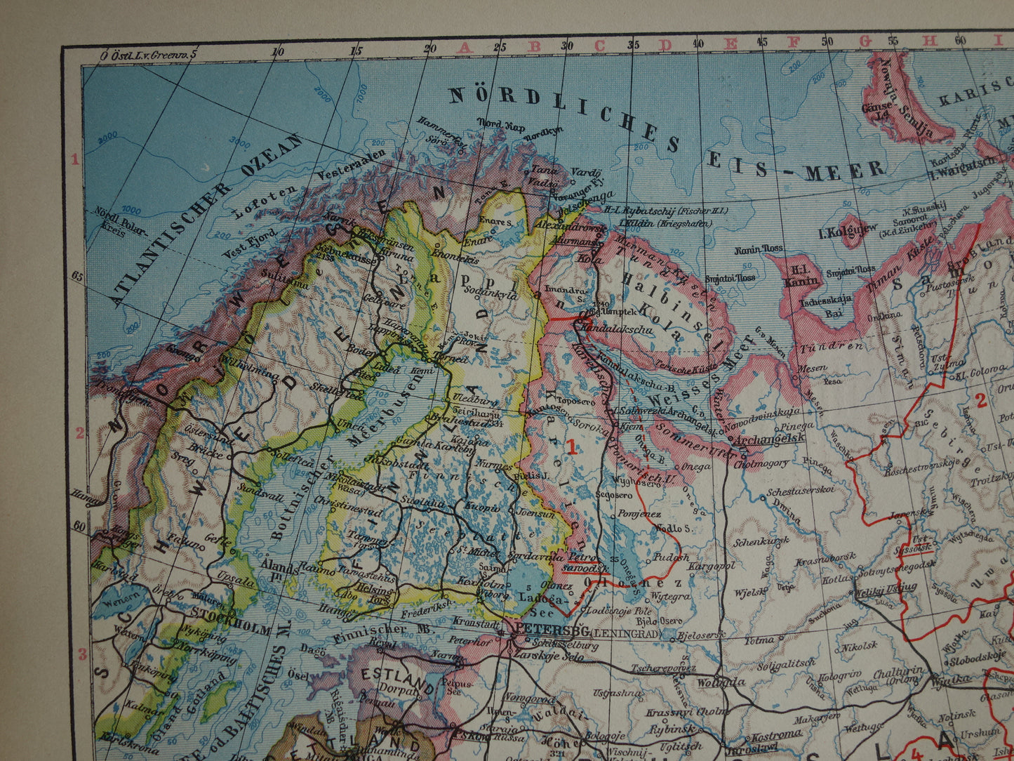 Old map of European Russia from 1928 Vintage map of Eastern Europe