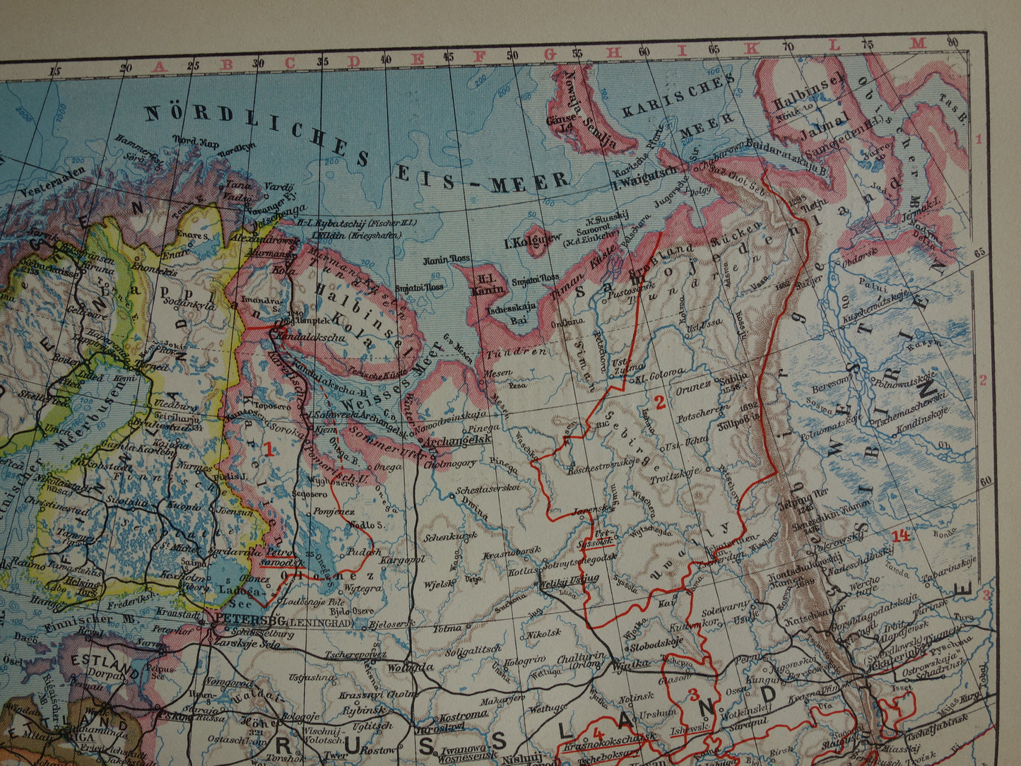 Old map of European Russia from 1928 Vintage map of Eastern Europe
