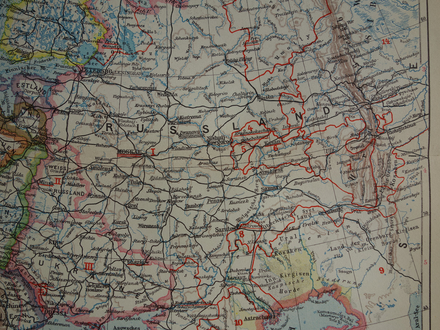 Old map of European Russia from 1928 Vintage map of Eastern Europe