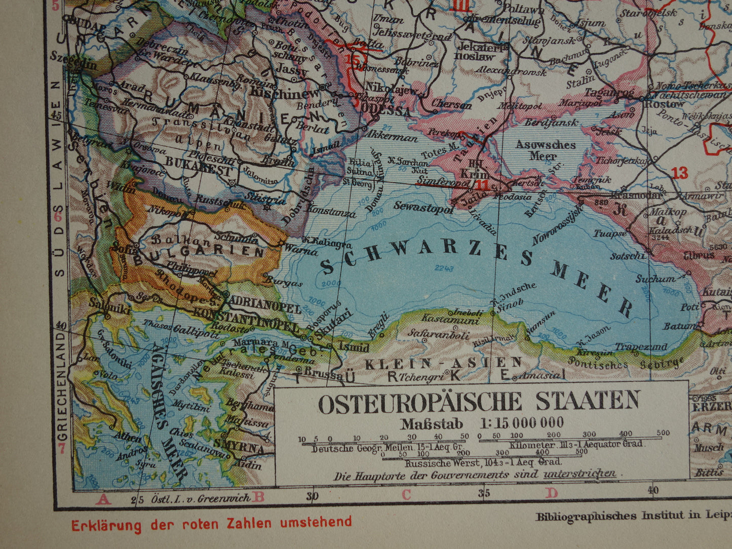 Old map of European Russia from 1928 Vintage map of Eastern Europe