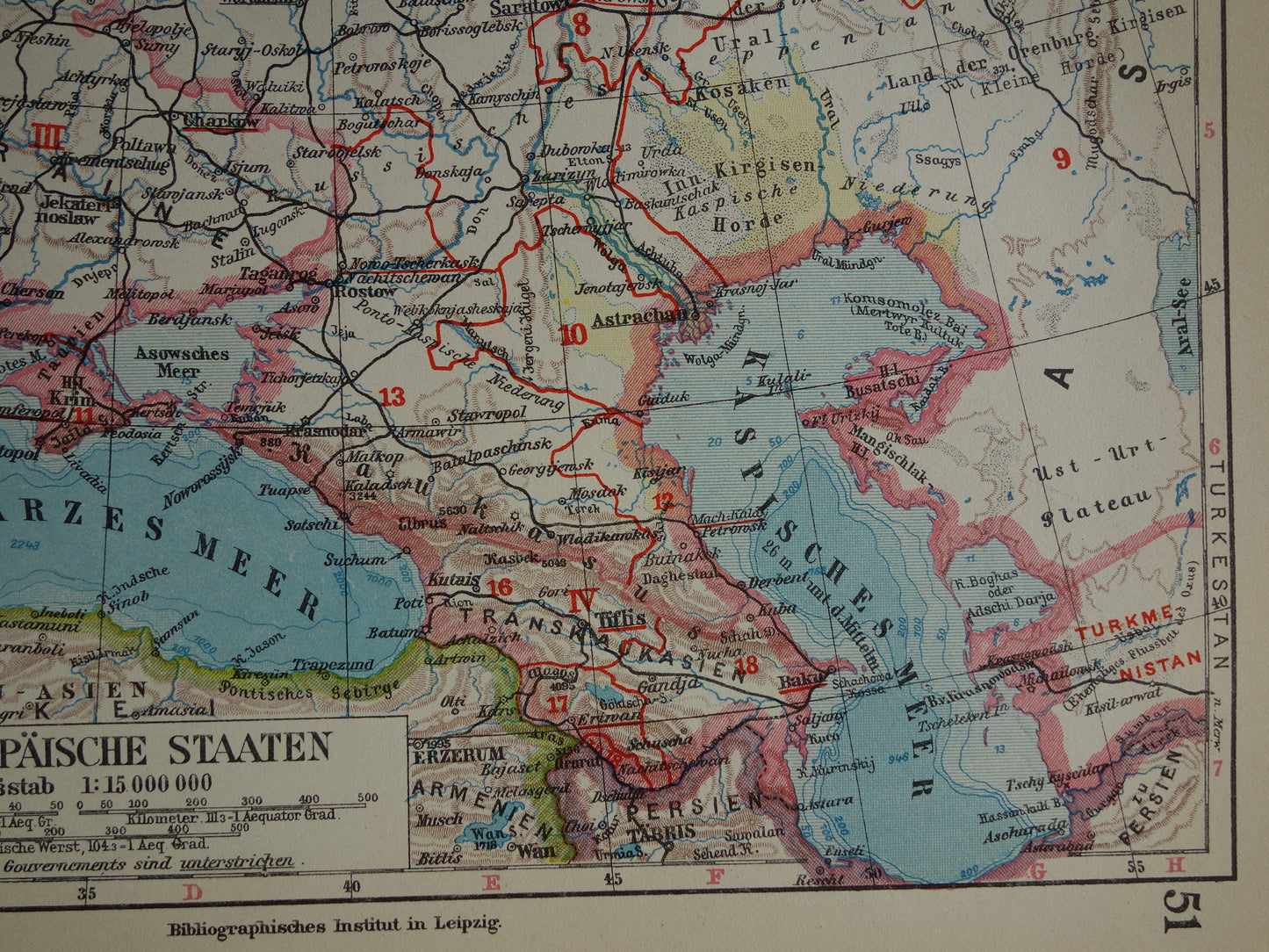 Old map of European Russia from 1928 Vintage map of Eastern Europe