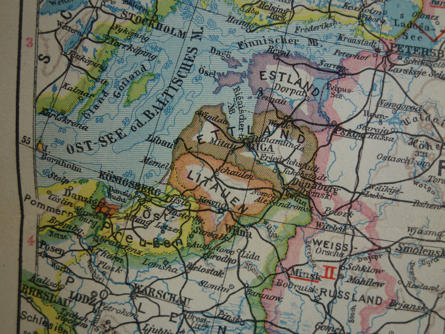 Old map of European Russia from 1928 Vintage map of Eastern Europe