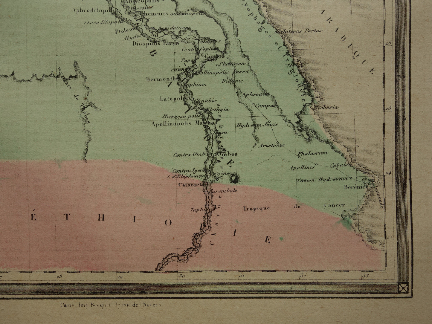 Map of Ancient Egypt Colorful antique French map of Egypt in classical antiquity - vintage maps