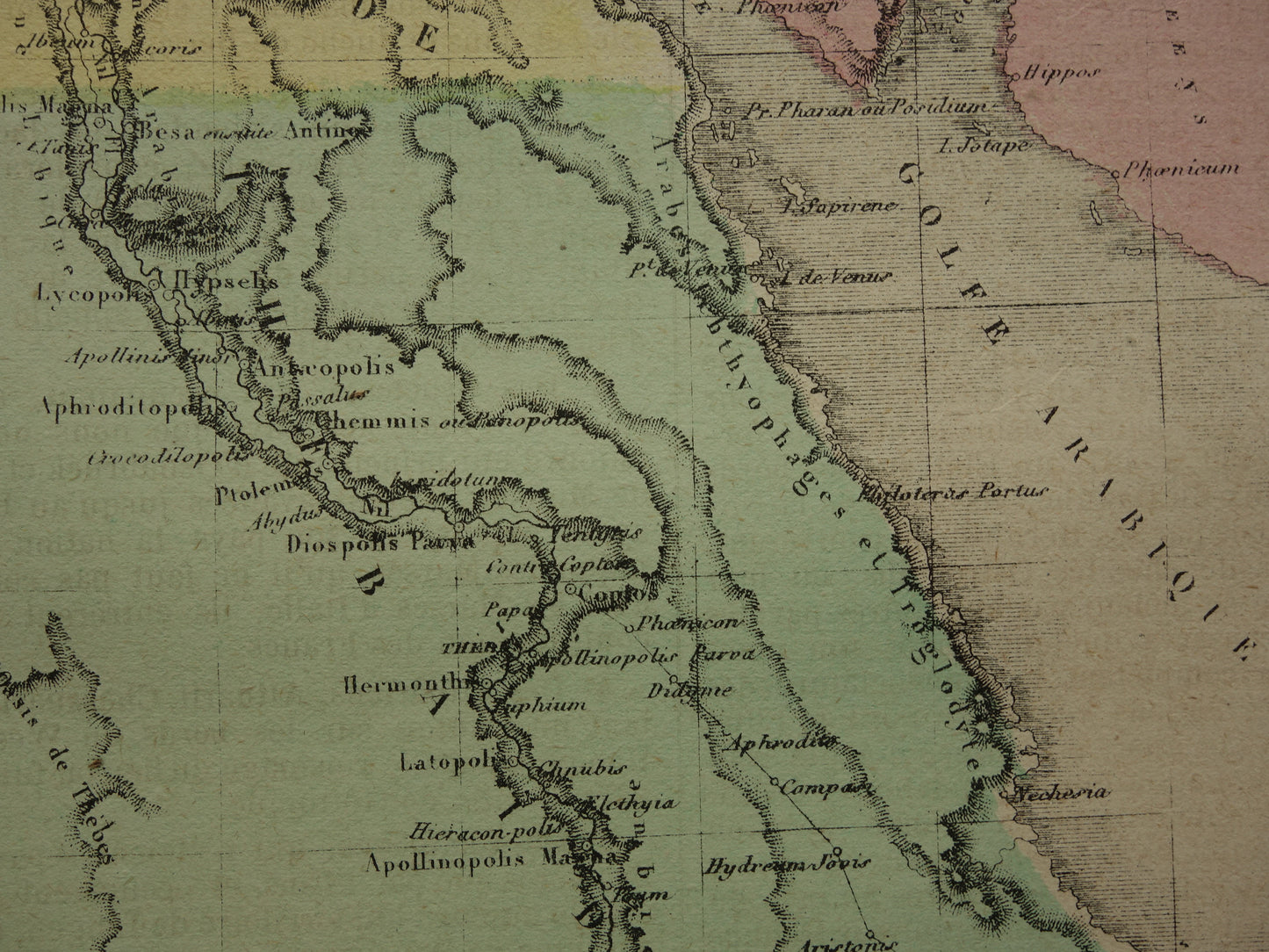 Map of Ancient Egypt Colorful antique French map of Egypt in classical antiquity - vintage maps