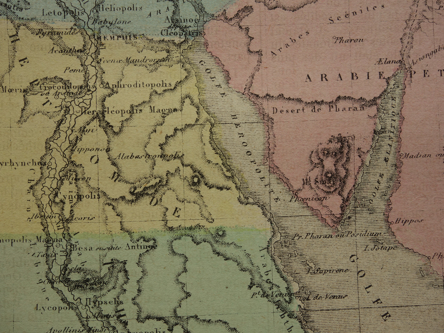 Map of Ancient Egypt Colorful antique French map of Egypt in classical antiquity - vintage maps