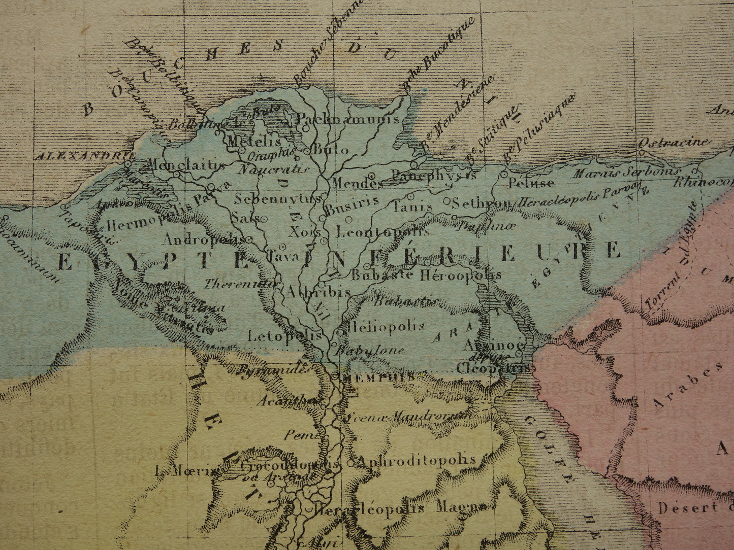 Map of Ancient Egypt Colorful antique French map of Egypt in classical antiquity - vintage maps