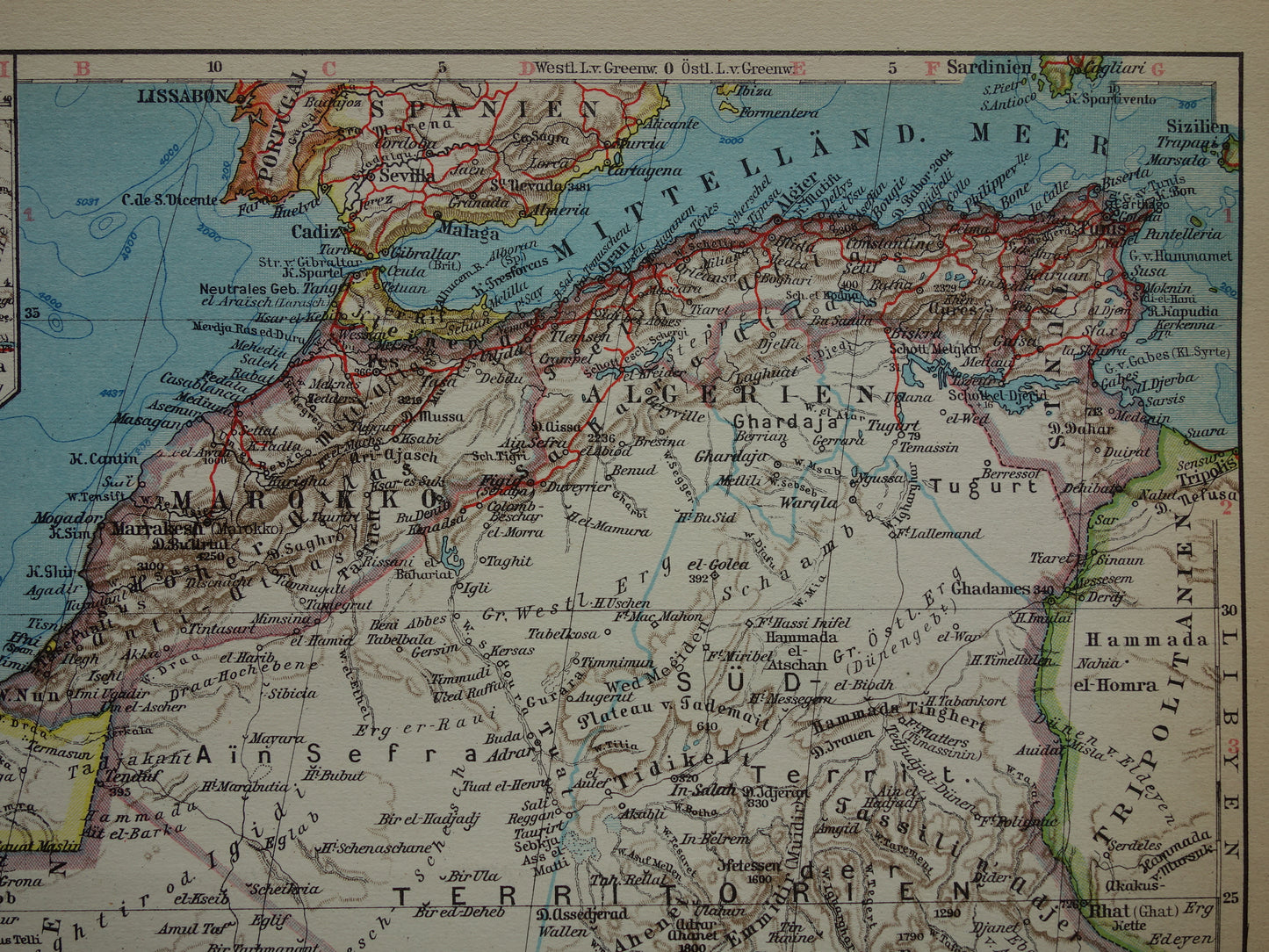 Old map of Northwest Africa in 1928 Original vintage map of Sahara Gold Coast Sahel Guinea Senegal Nigeria