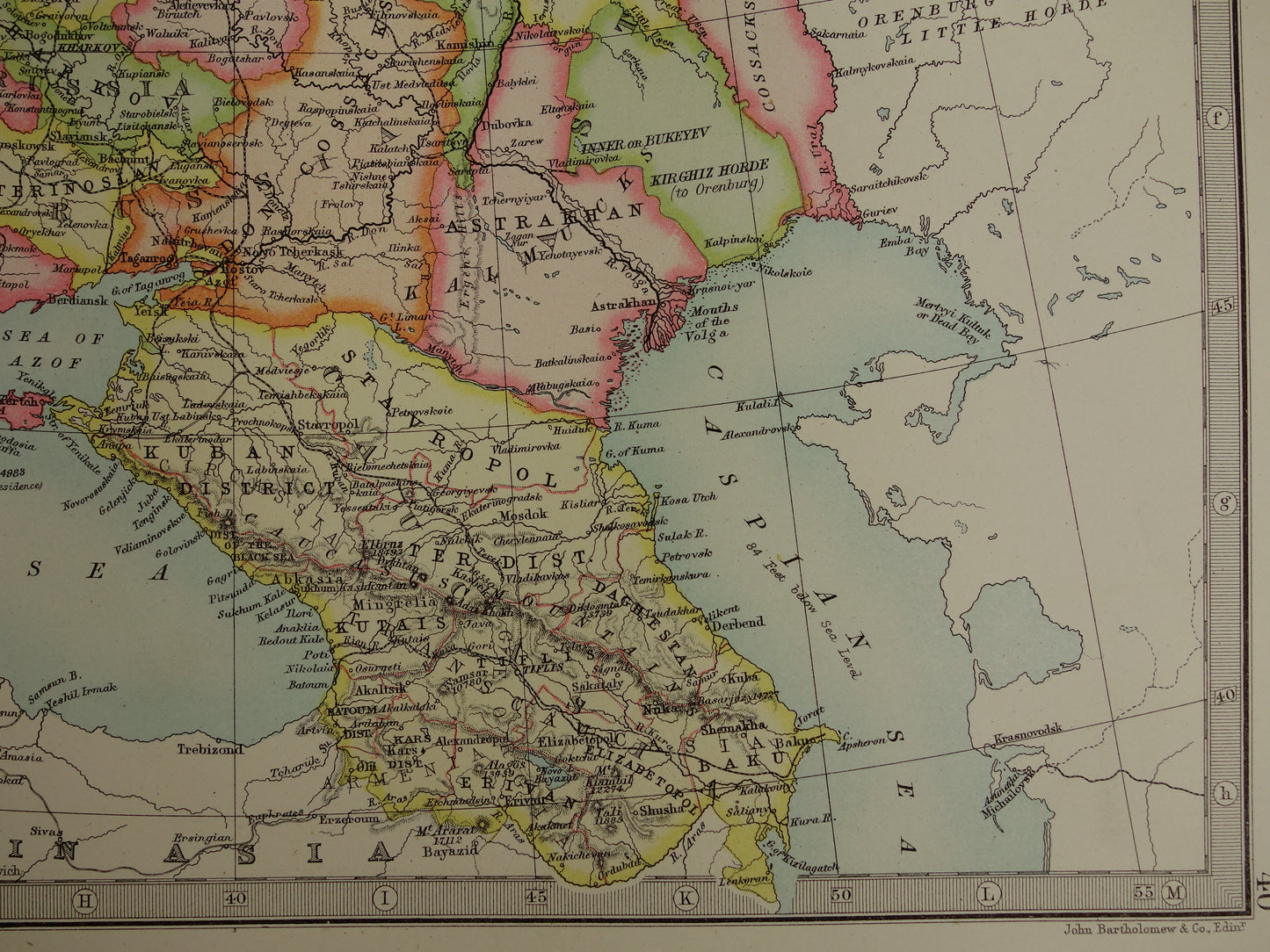 RUSSIA old map of European Russia in 1890 original antique English map of Russia poster