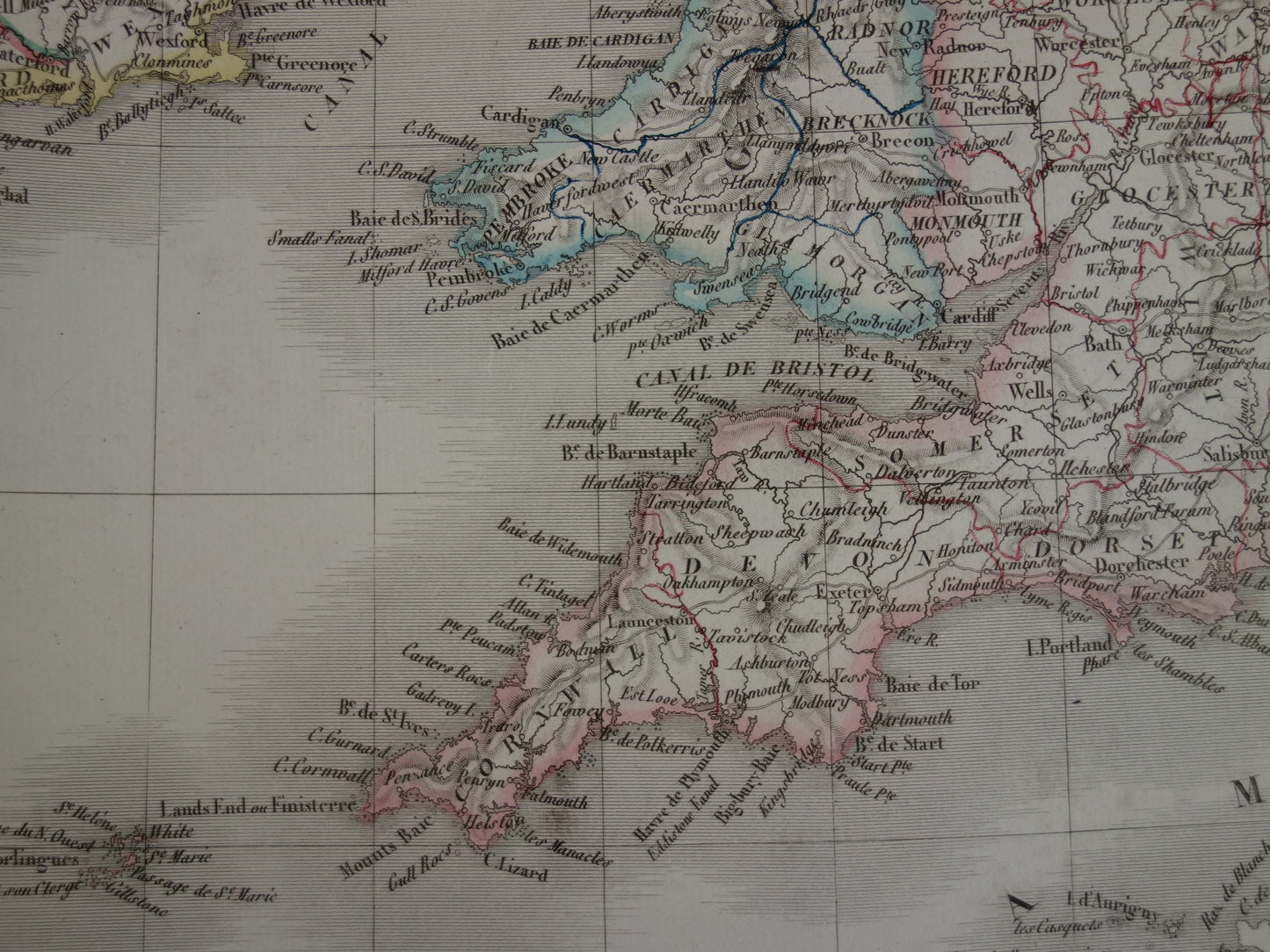 Large Vintage Map of GREAT BRITAIN and IRELAND 190+ Year Old Antique French Map United Kingdom