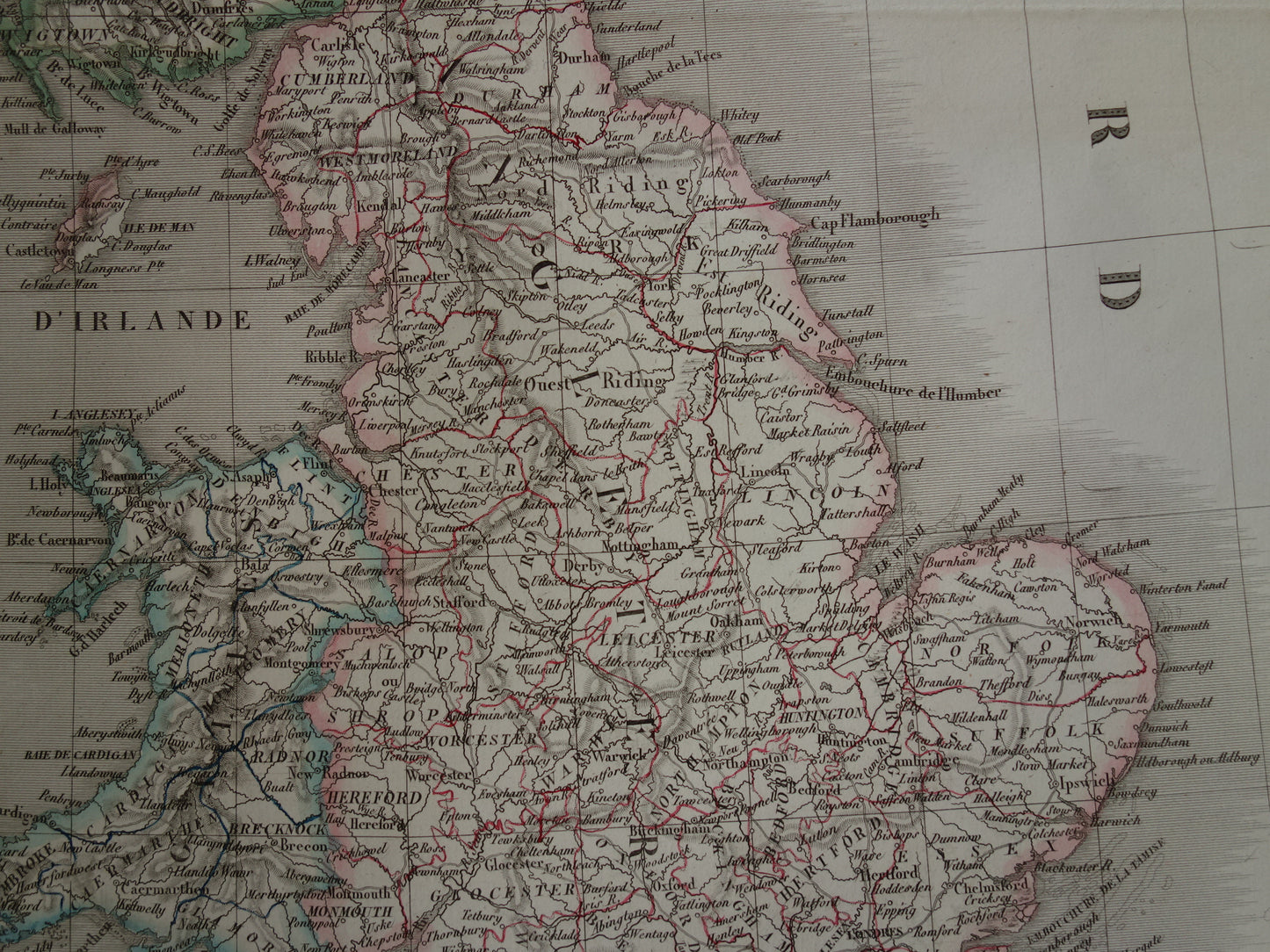 Large Vintage Map of GREAT BRITAIN and IRELAND 190+ Year Old Antique French Map United Kingdom
