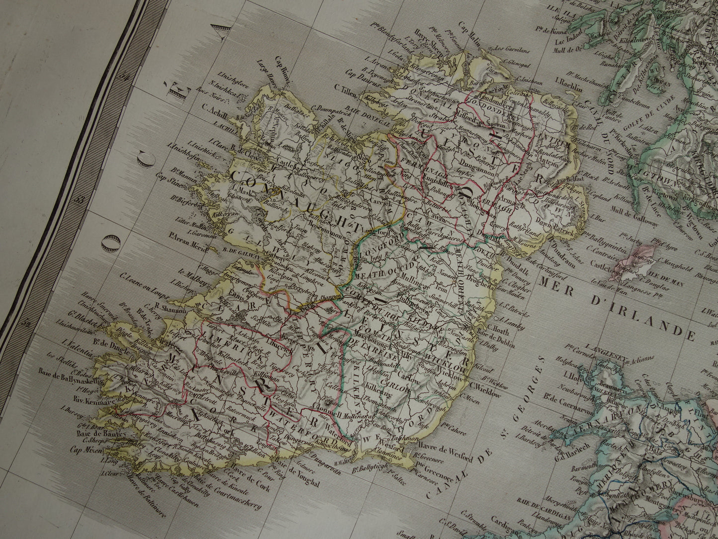 Large Vintage Map of GREAT BRITAIN and IRELAND 190+ Year Old Antique French Map United Kingdom
