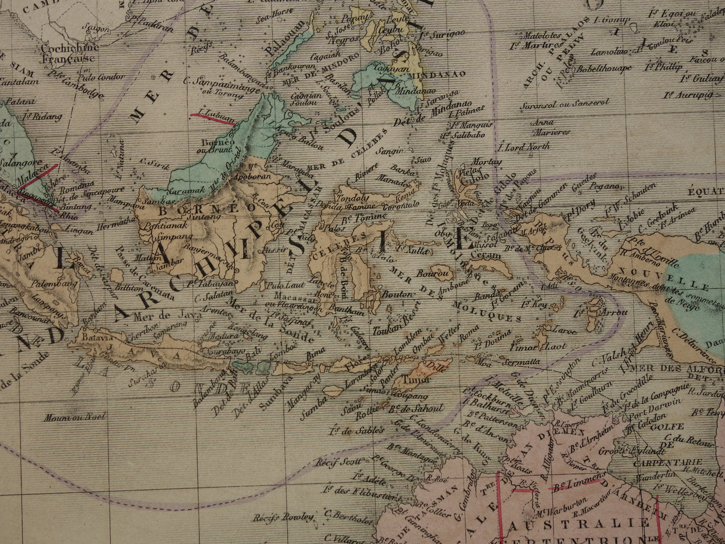 OCEANIA antique map of Australia New Zealand 140+ year old map of Oceania continent with Indonesia Large original vintage historical maps