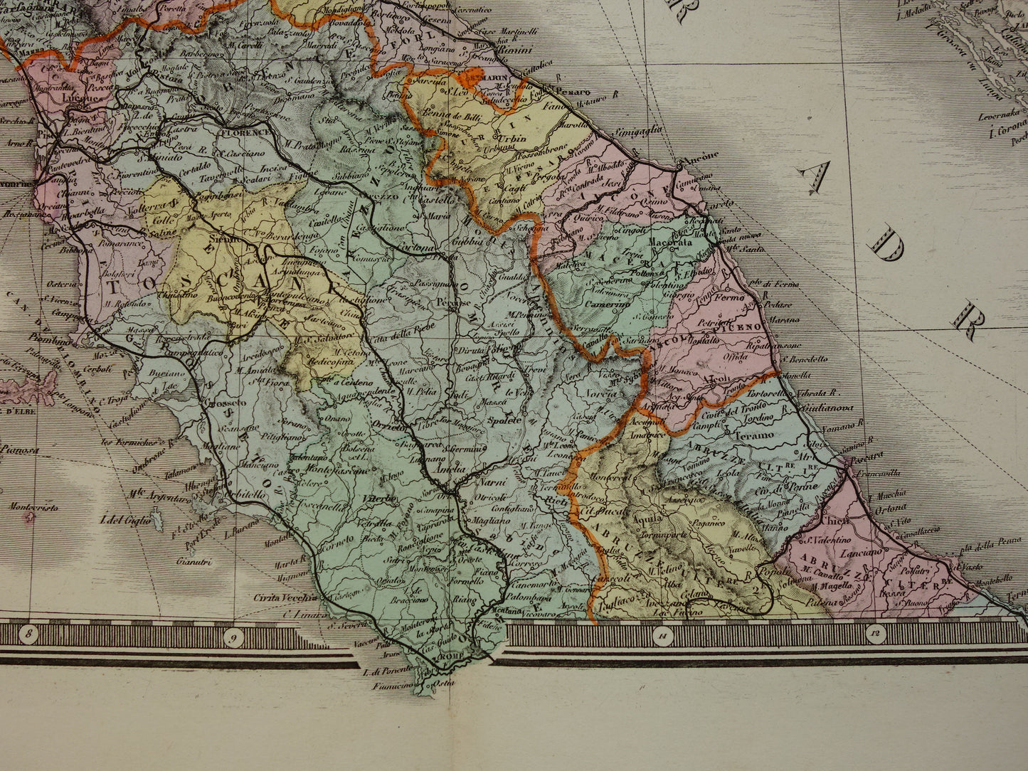 ITALY antique map of Italy from 1875 original very large antique hand colored map poster of Italy