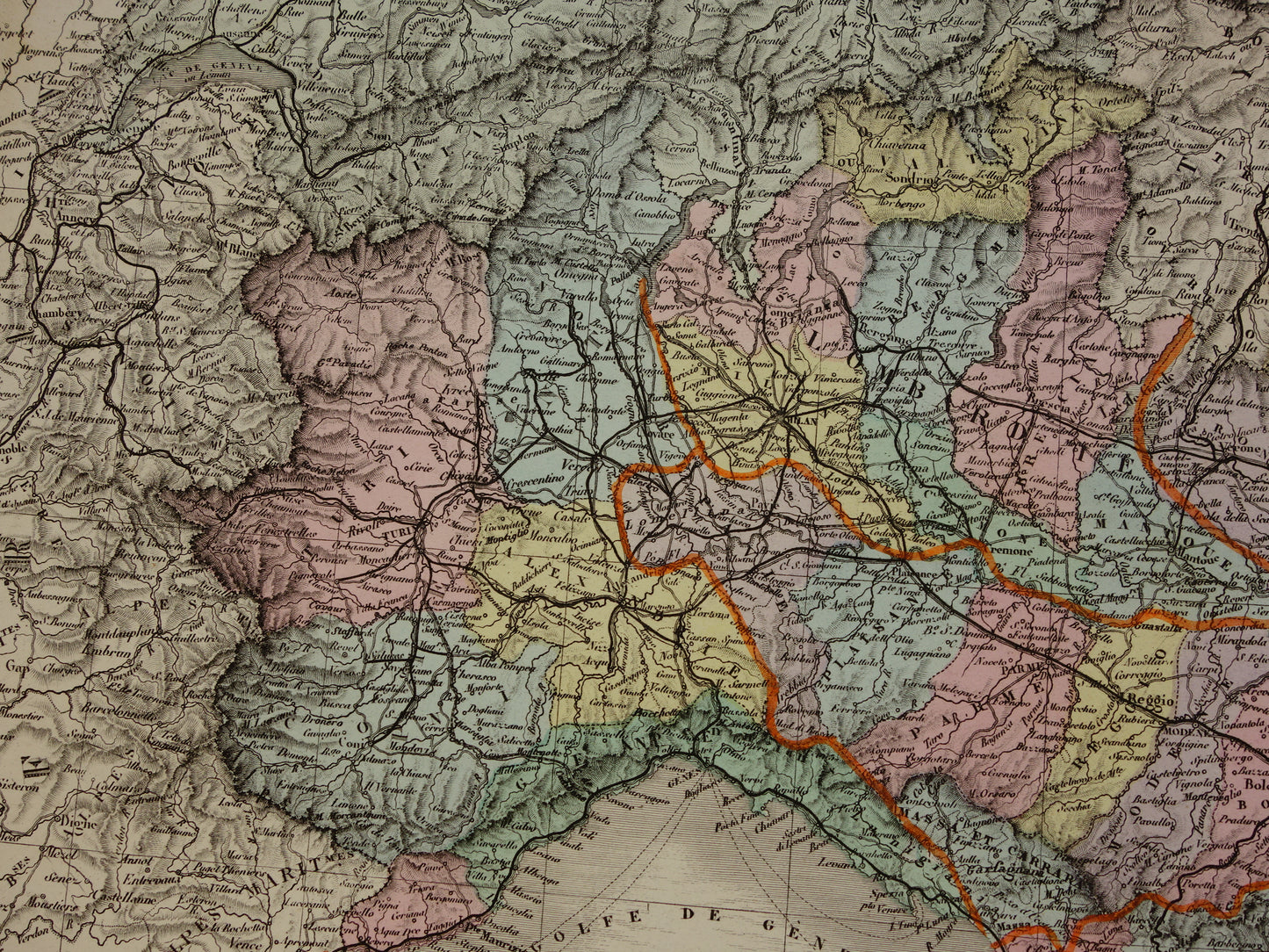 ITALY antique map of Italy from 1875 original very large antique hand colored map poster of Italy