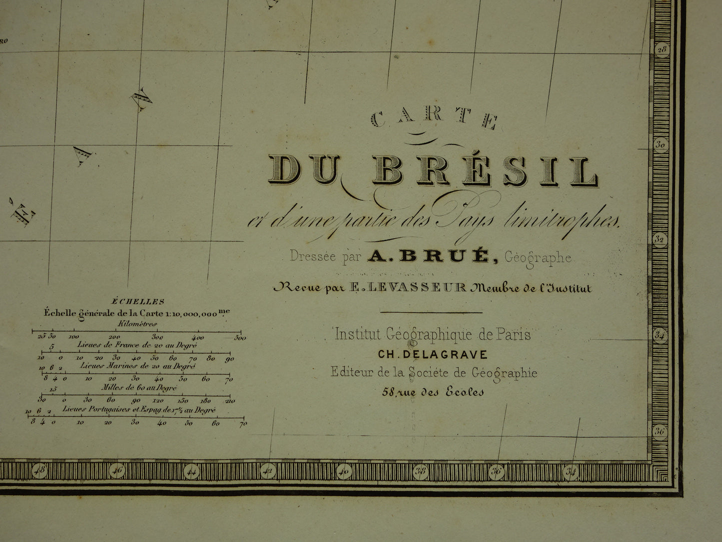 BRAZIL Antique map of Brazil from 1876 Original old large map vintage poster Rio de Janeiro