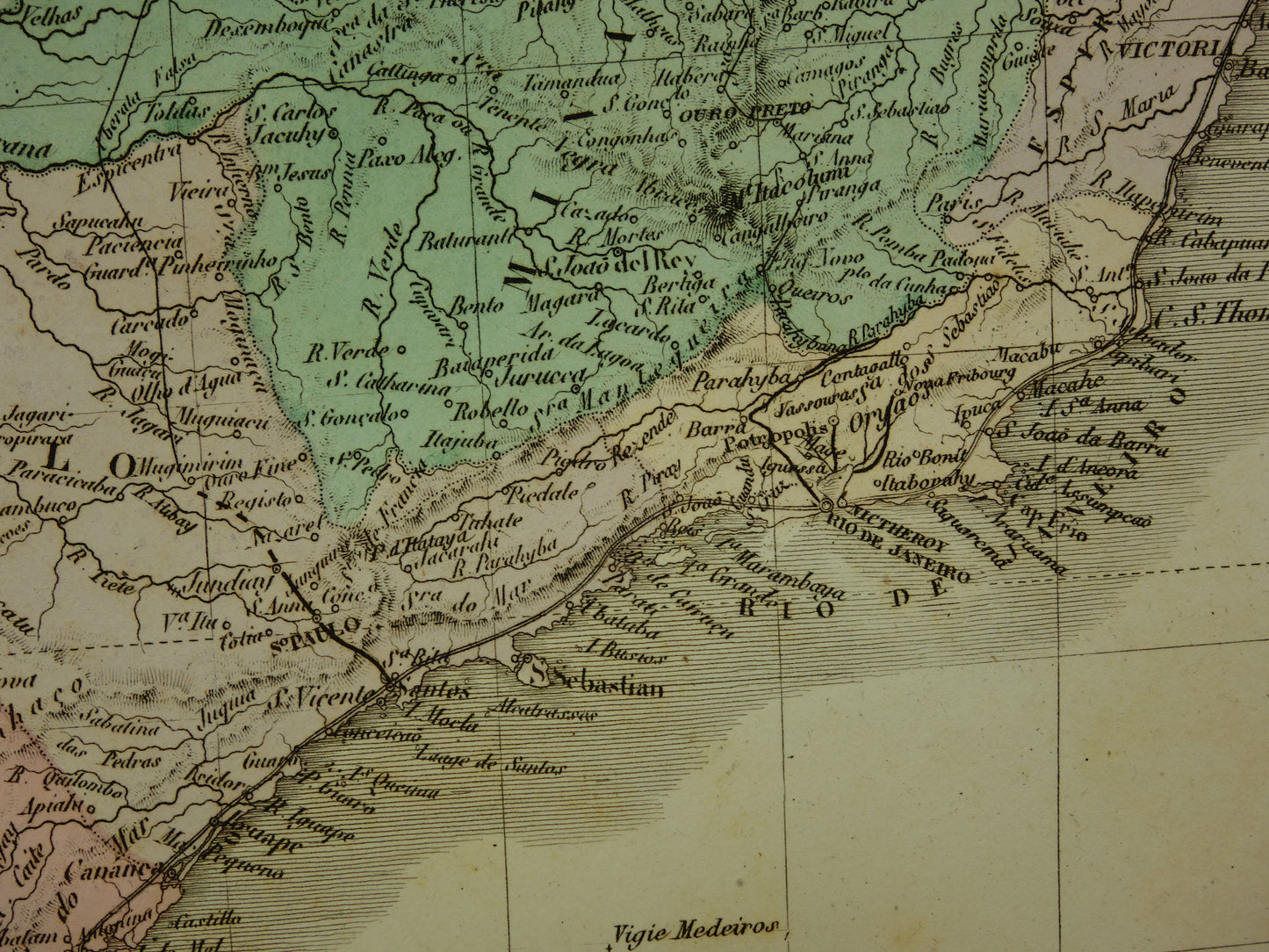 BRAZIL Antique map of Brazil from 1876 Original old large map vintage poster Rio de Janeiro