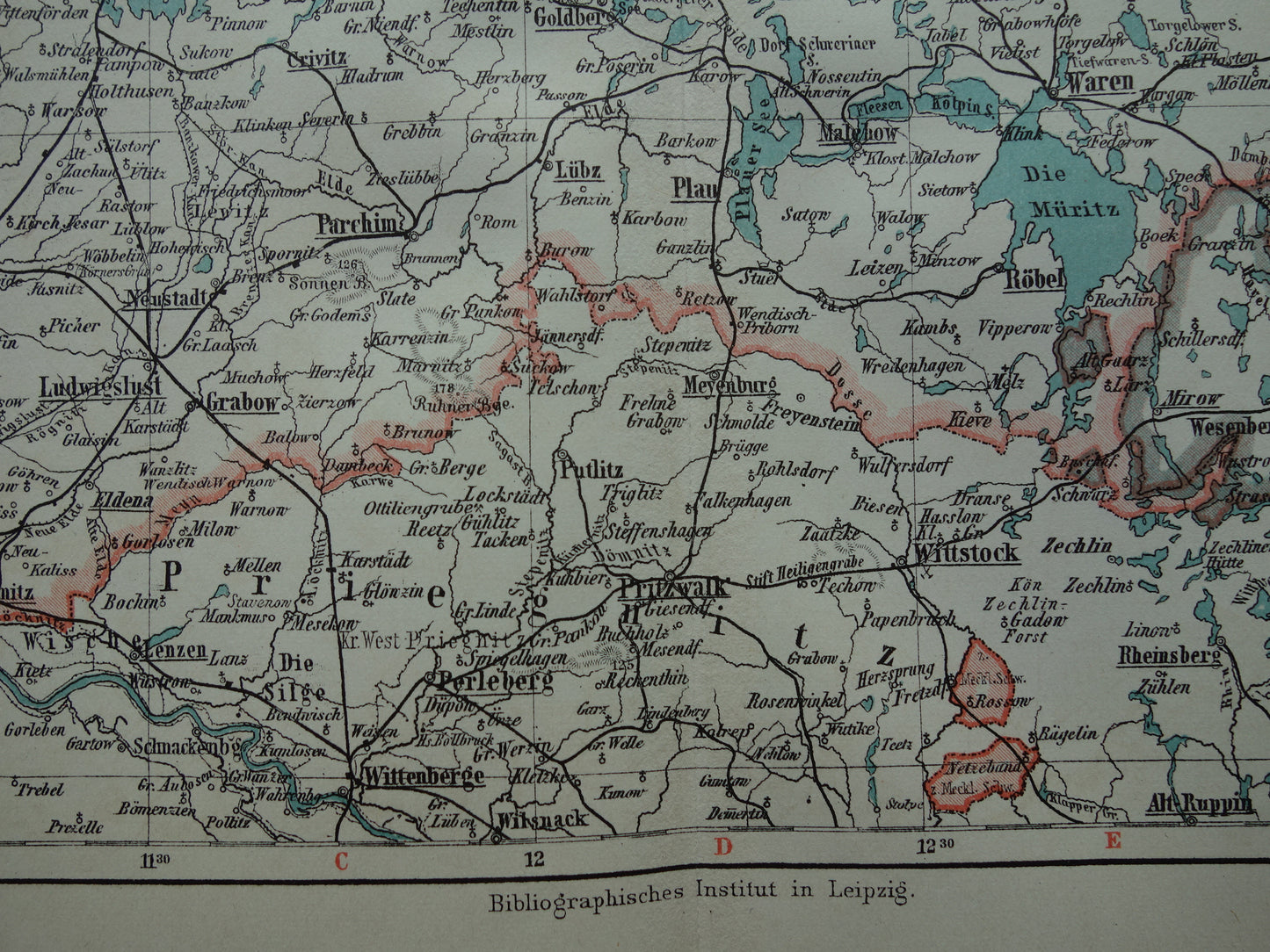 GERMANY old map of Mecklenburg Schwerin Strelitz 1906 original antique German map of northeastern Germany Rostock Lübeck