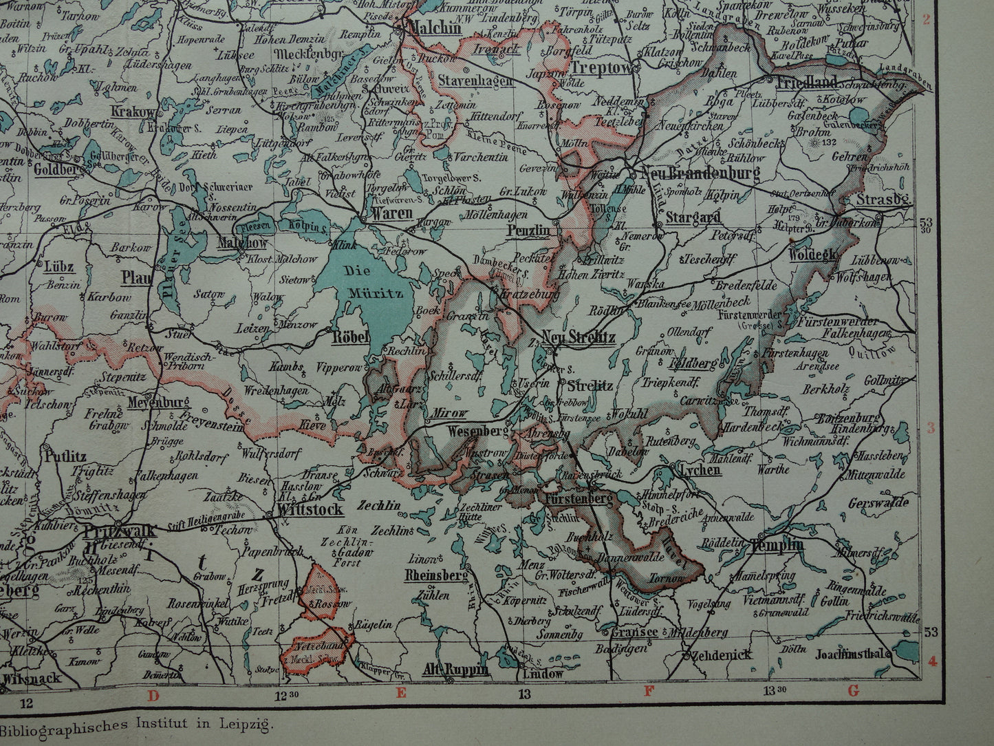 GERMANY old map of Mecklenburg Schwerin Strelitz 1906 original antique German map of northeastern Germany Rostock Lübeck