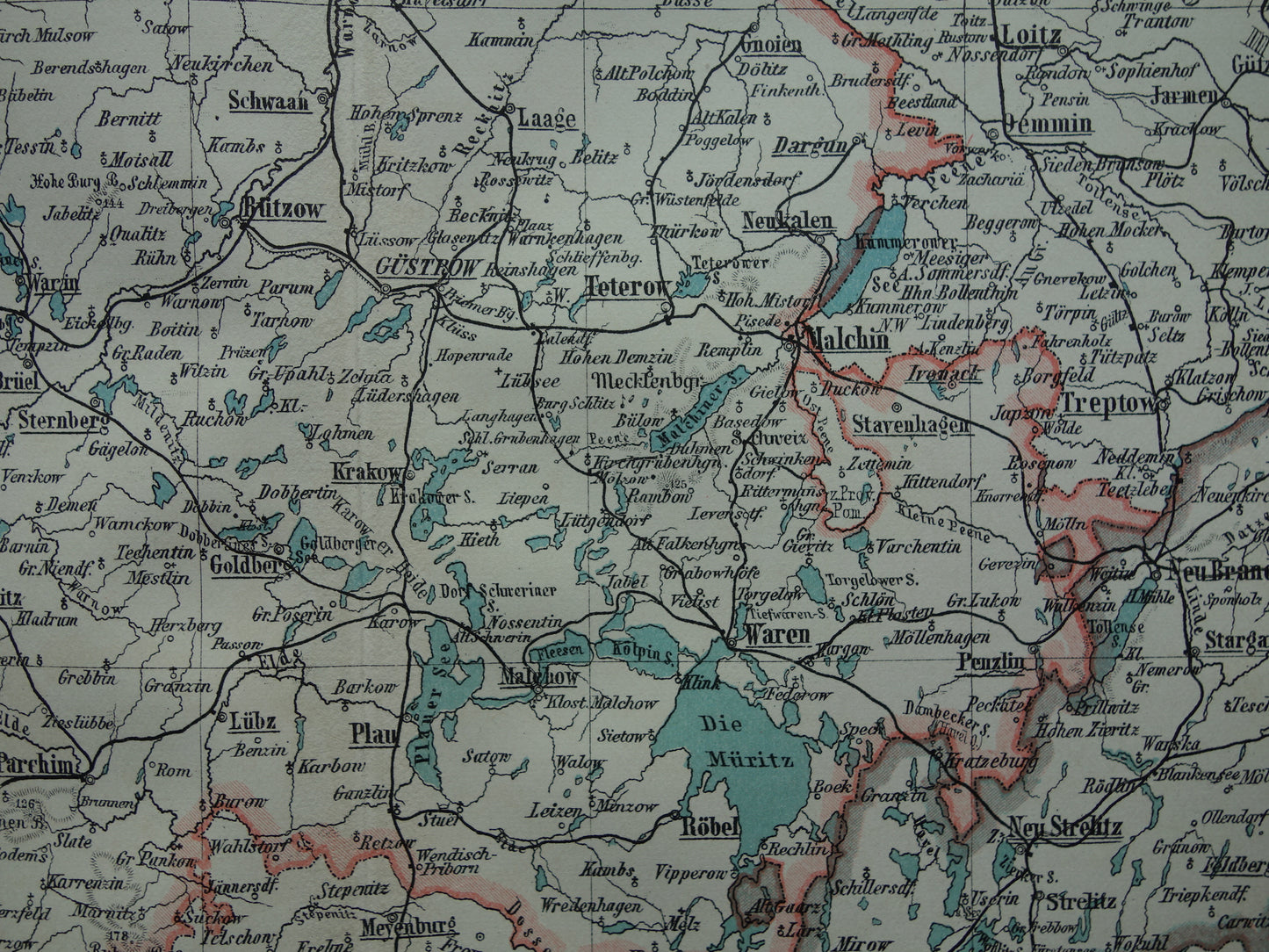 GERMANY old map of Mecklenburg Schwerin Strelitz 1906 original antique German map of northeastern Germany Rostock Lübeck