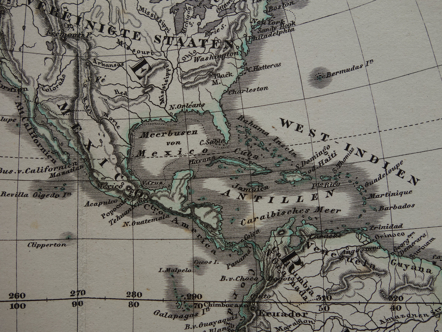 Antike Karte von Amerika, Originalkarte der westlichen Hemisphäre, über 145 Jahre alt, Karte von Nord- und Südamerika, Polynesien, Weltkarte