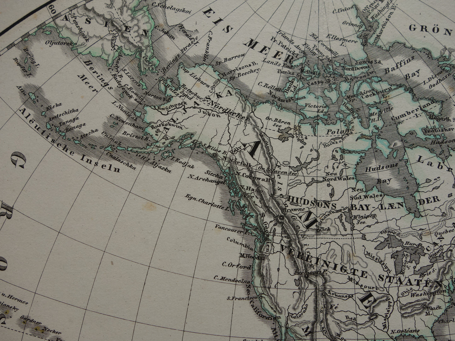 Antike Karte von Amerika, Originalkarte der westlichen Hemisphäre, über 145 Jahre alt, Karte von Nord- und Südamerika, Polynesien, Weltkarte