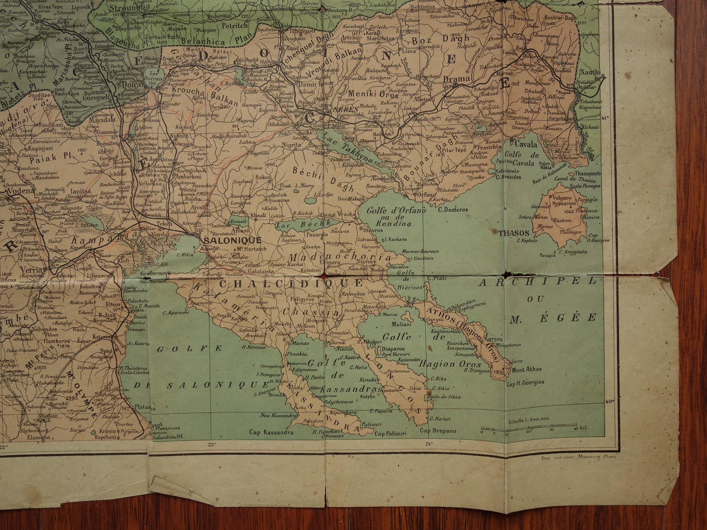 NORTH MACEDONIA old map of Greece Bulgaria and North Macedonia Large original antique map Thessaloniki