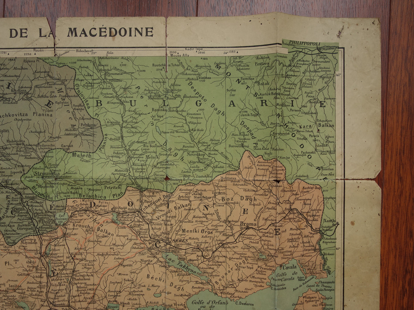 NORTH MACEDONIA old map of Greece Bulgaria and North Macedonia Large original antique map Thessaloniki