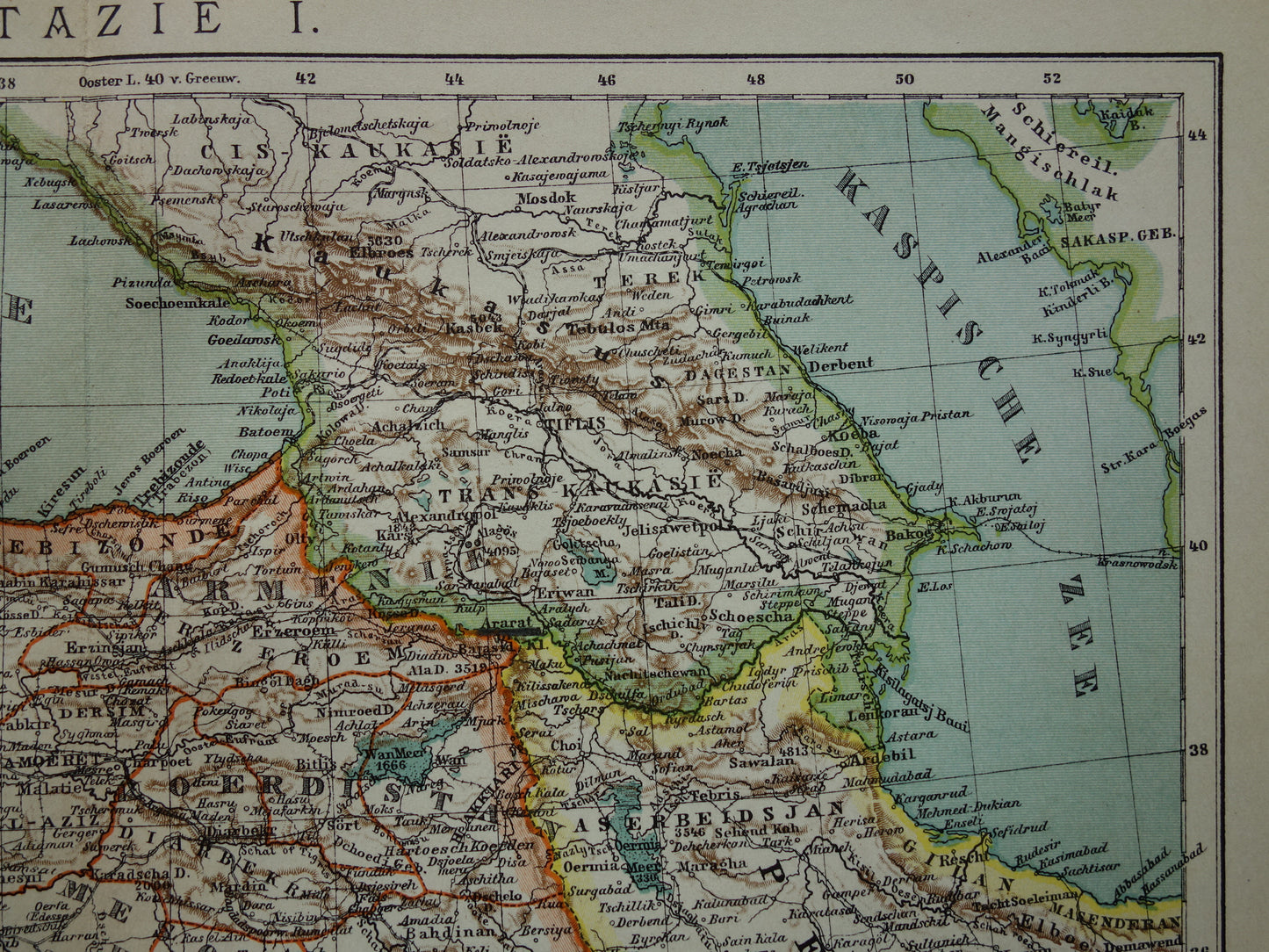 Turkey old map of Ottoman Empire in Asia from 1905 original Dutch antique map Turkey