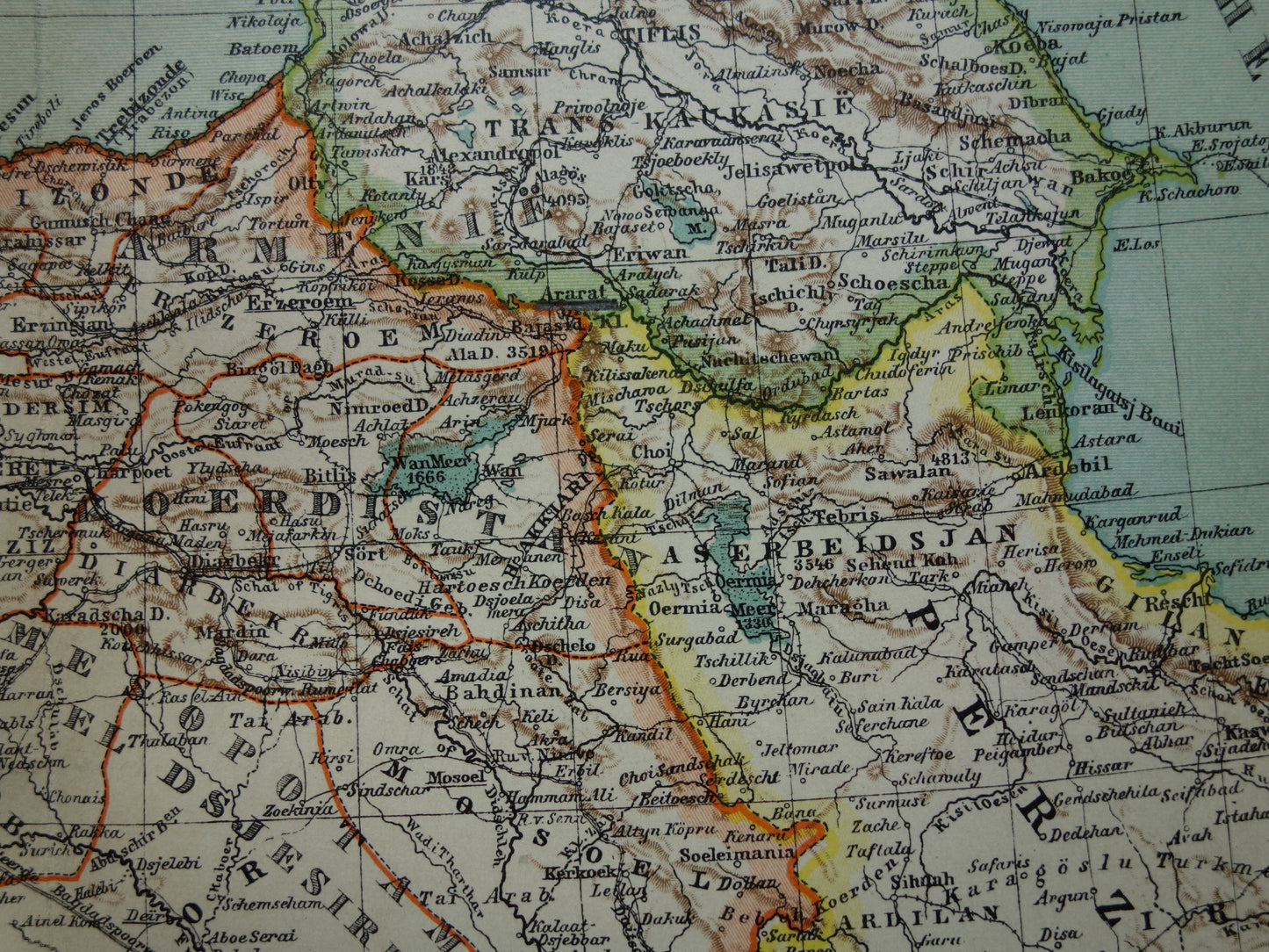 Turkey old map of Ottoman Empire in Asia from 1905 original Dutch antique map Turkey