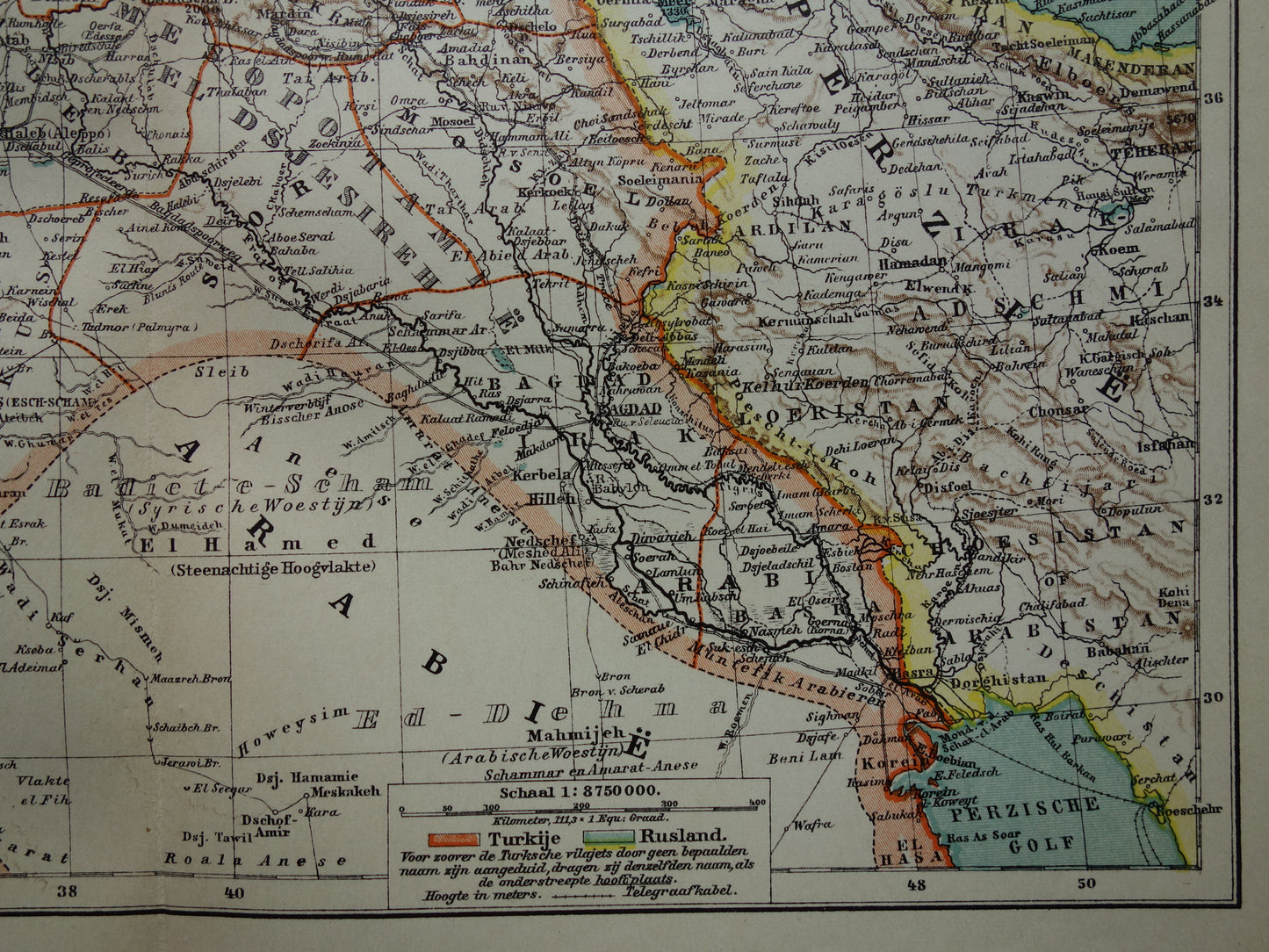 Turkey old map of Ottoman Empire in Asia from 1905 original Dutch antique map Turkey