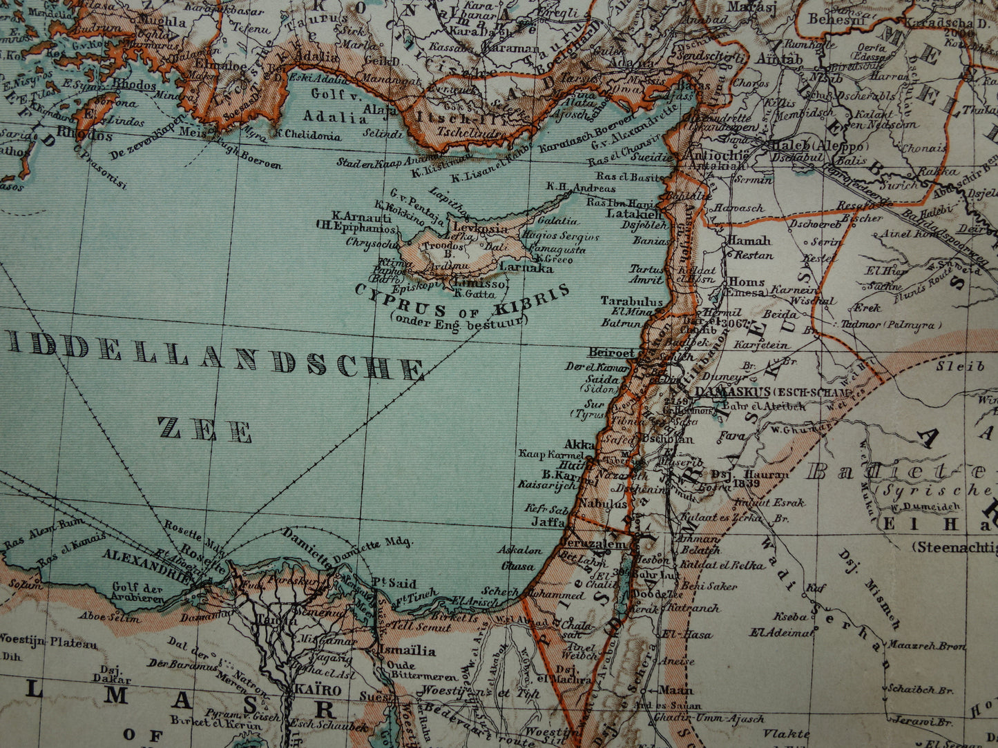 Turkey old map of Ottoman Empire in Asia from 1905 original Dutch antique map Turkey