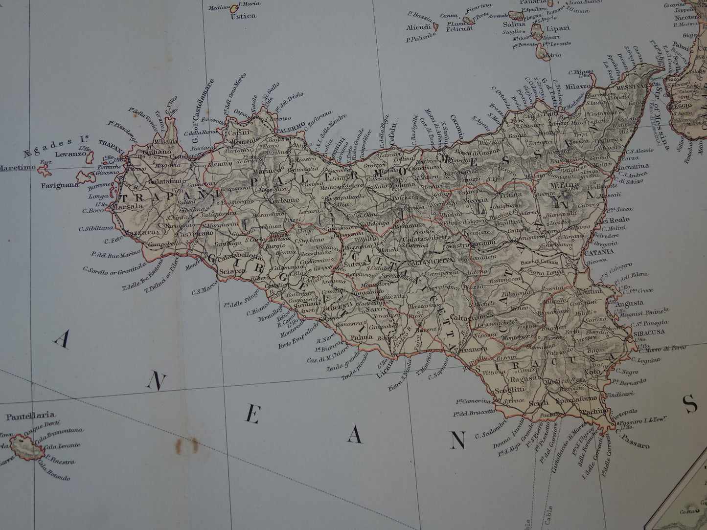 ITALY old map of Italy from 1890 original very large antique map poster of Italy