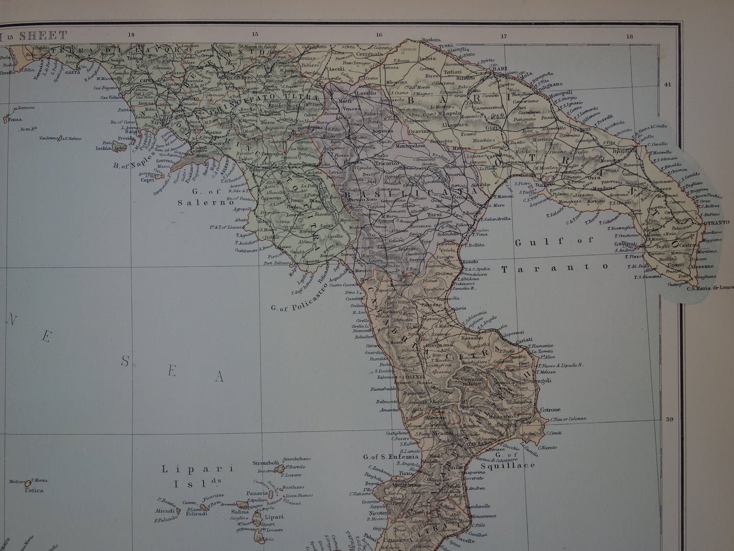 ITALY old map of Italy from 1890 original very large antique map poster of Italy