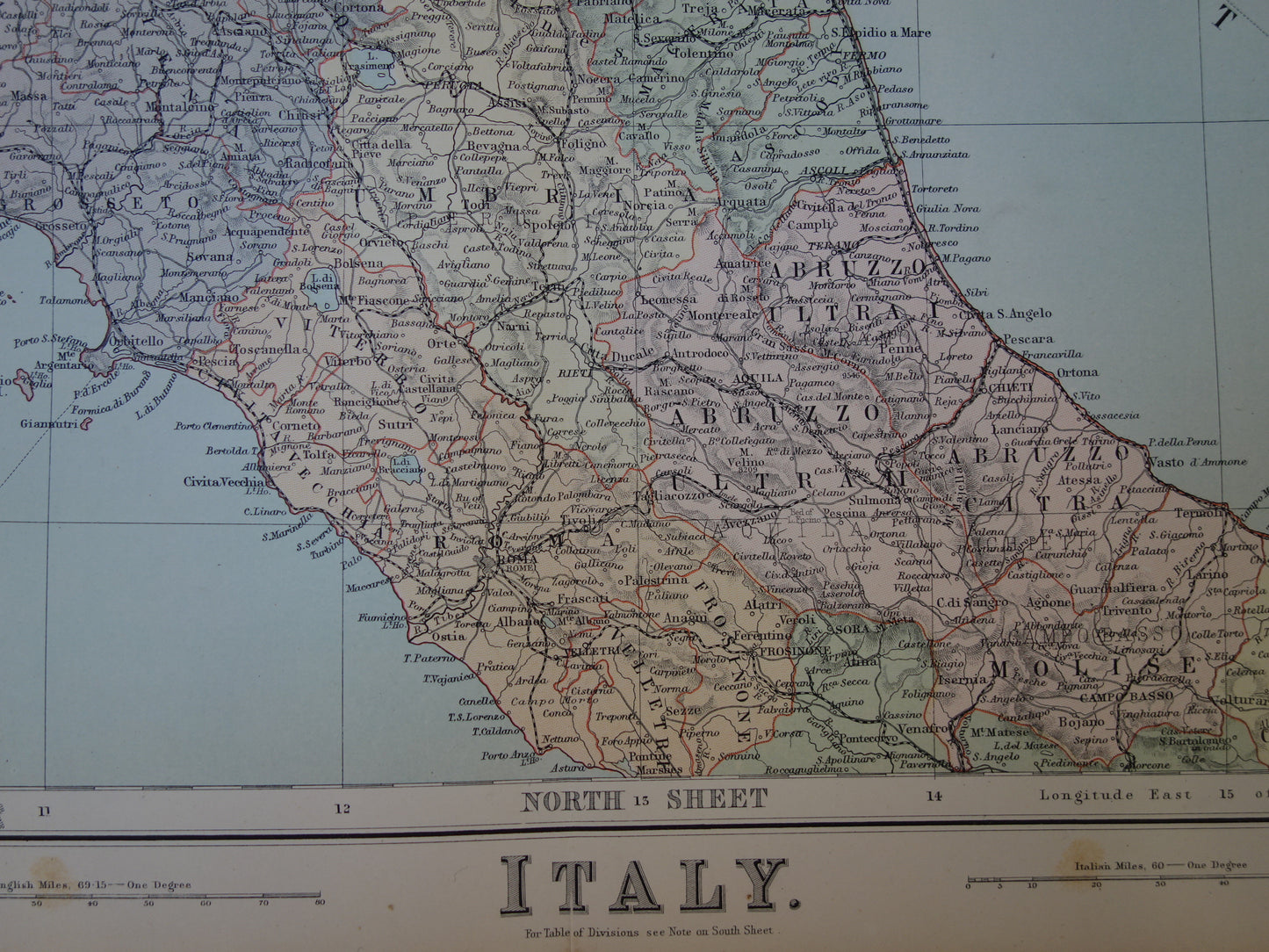 ITALY old map of Italy from 1890 original very large antique map poster of Italy