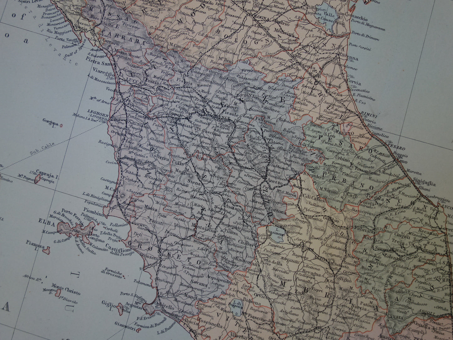 ITALY old map of Italy from 1890 original very large antique map poster of Italy