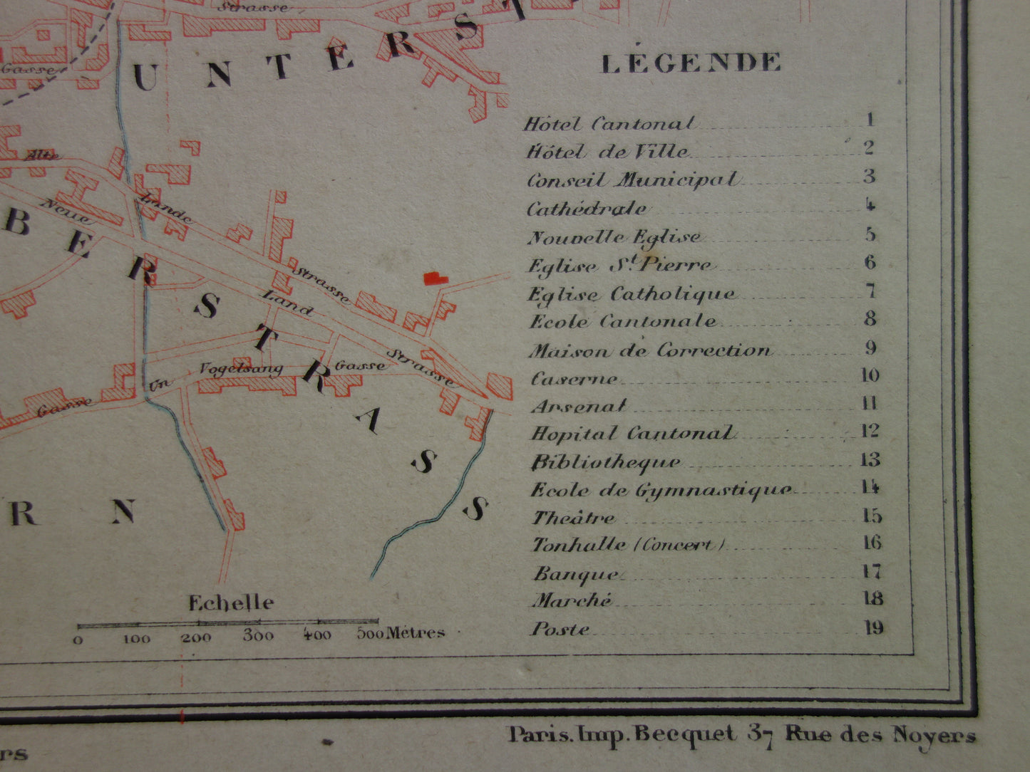 Zurich old map of Zurich Switzerland from 1877 original antique French map