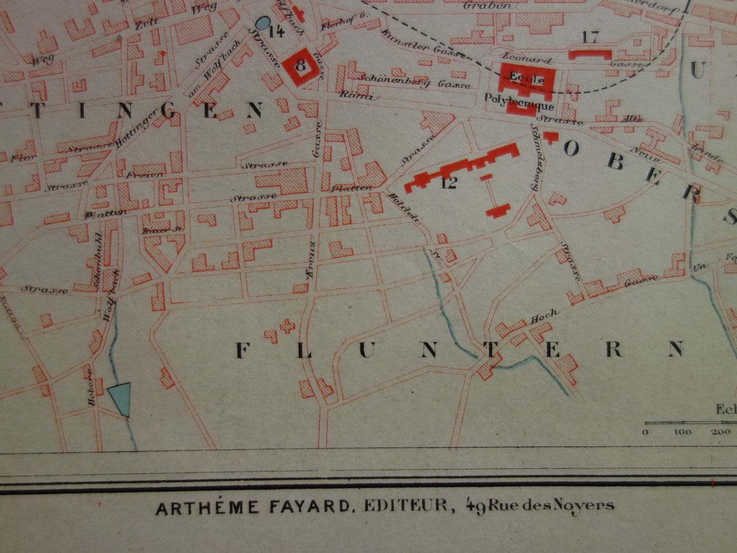 Zurich old map of Zurich Switzerland from 1877 original antique French map